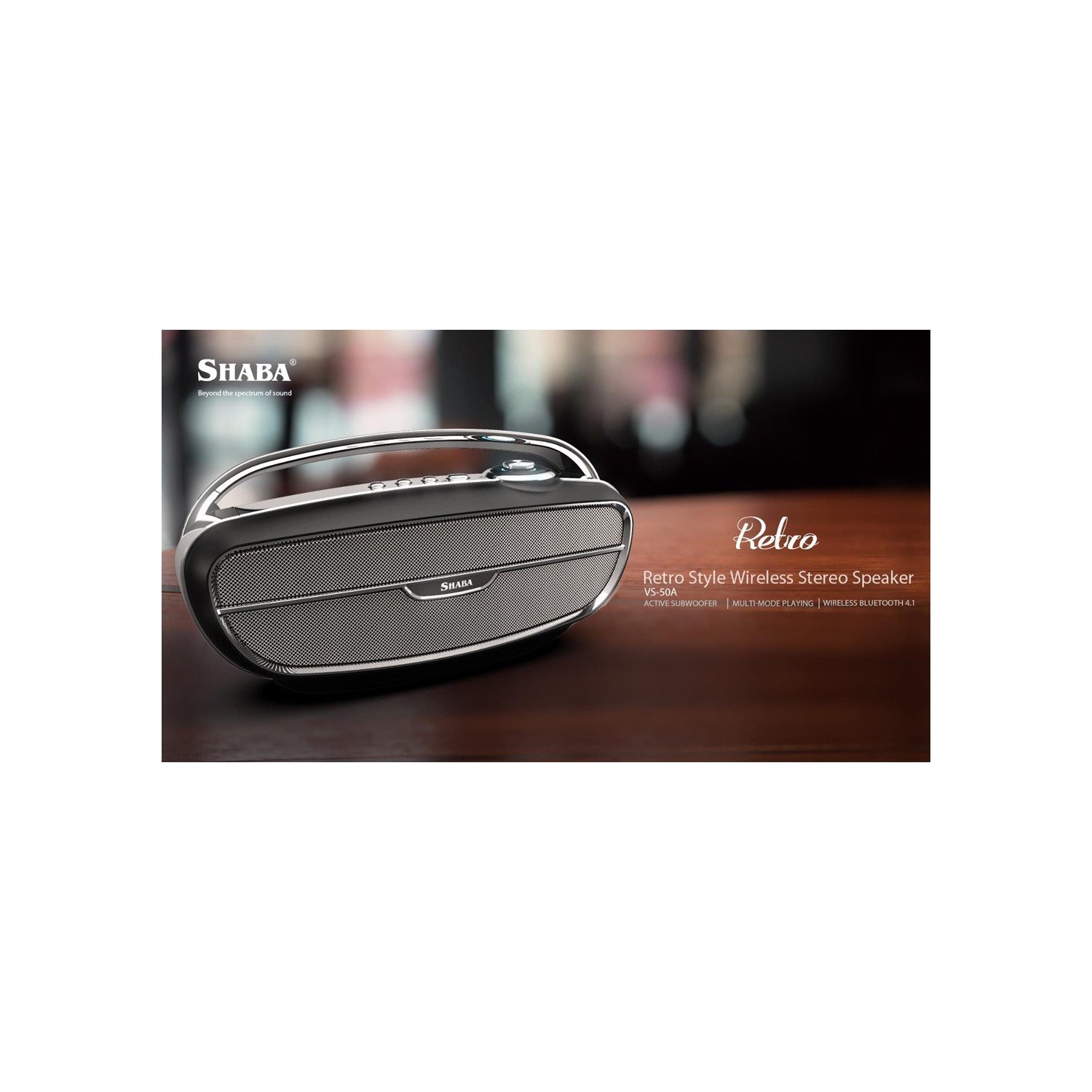 SHABA Retro Style Wireless Stereo Speaker - Black