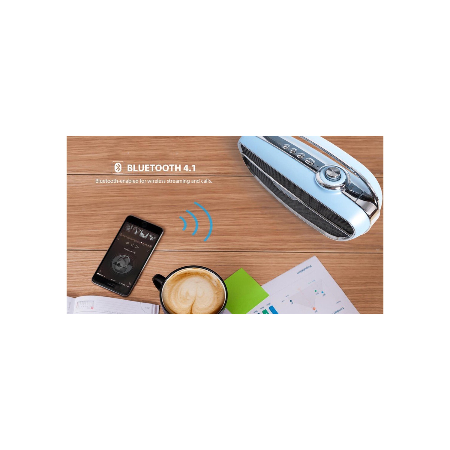 SHABA Retro Style Wireless Stereo Speaker - Black