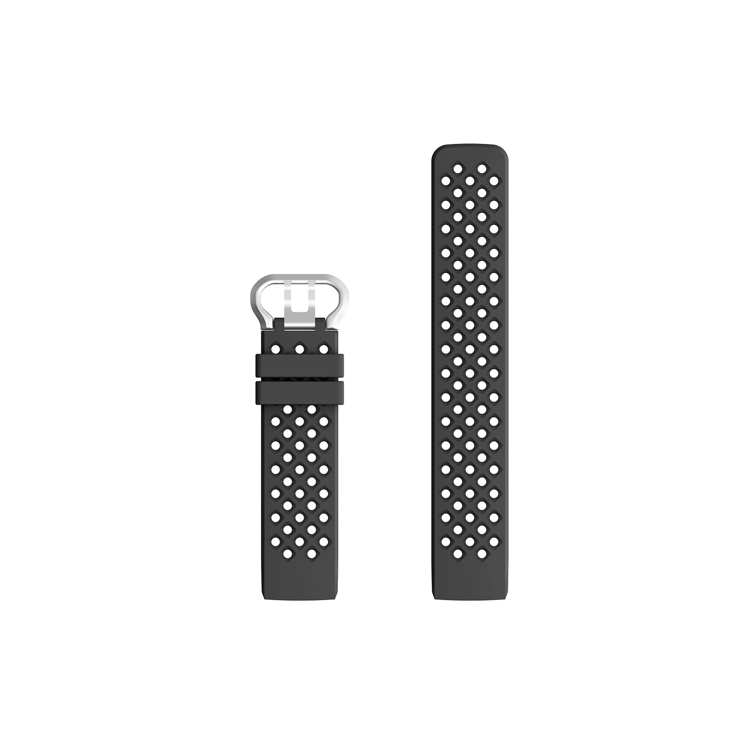 StrapsCo Perforated Silicone Rubber Replacement Watch Band Strap for Fitbit Charge 3 - Medium-Long - Black