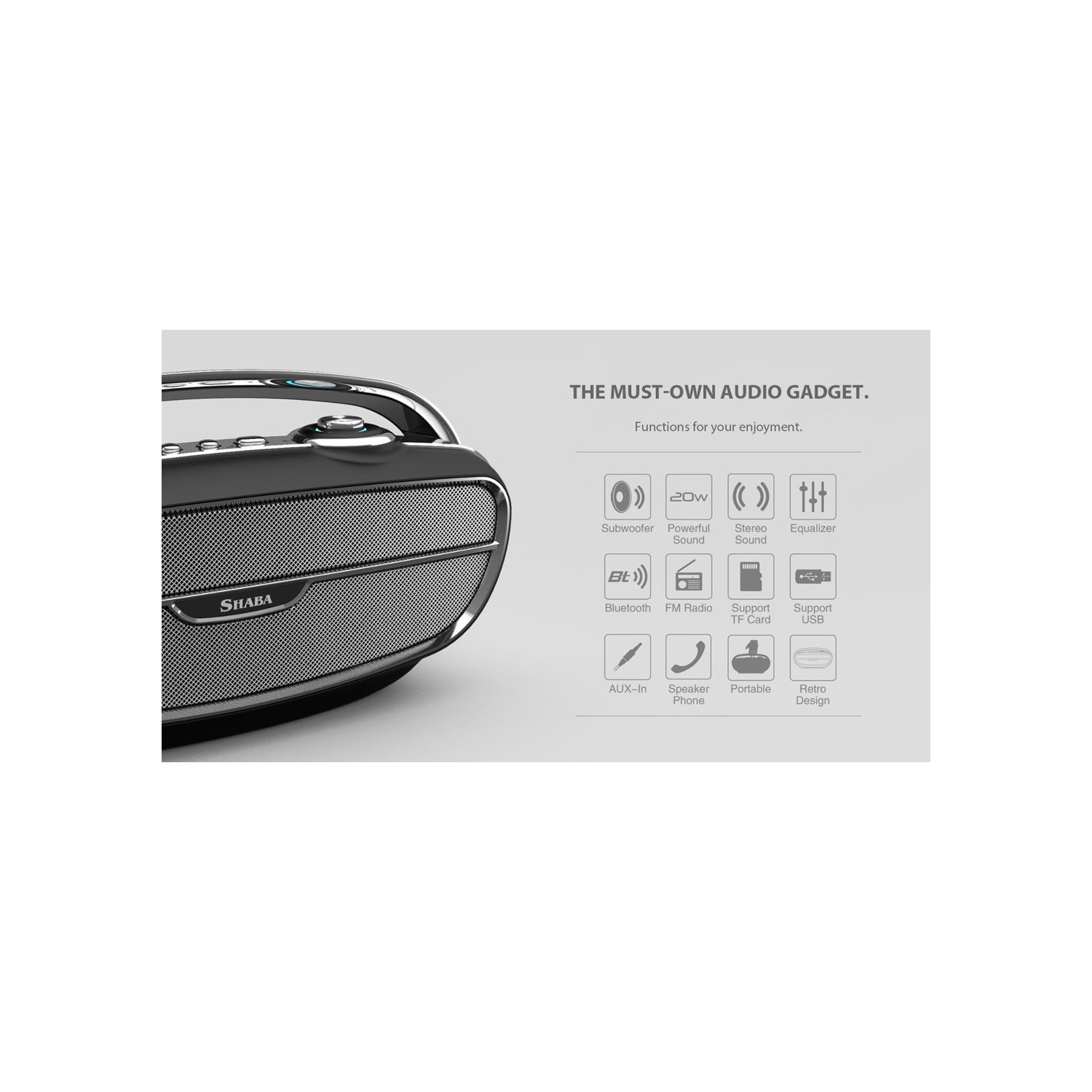 SHABA Retro Style Wireless Stereo Speaker - Red