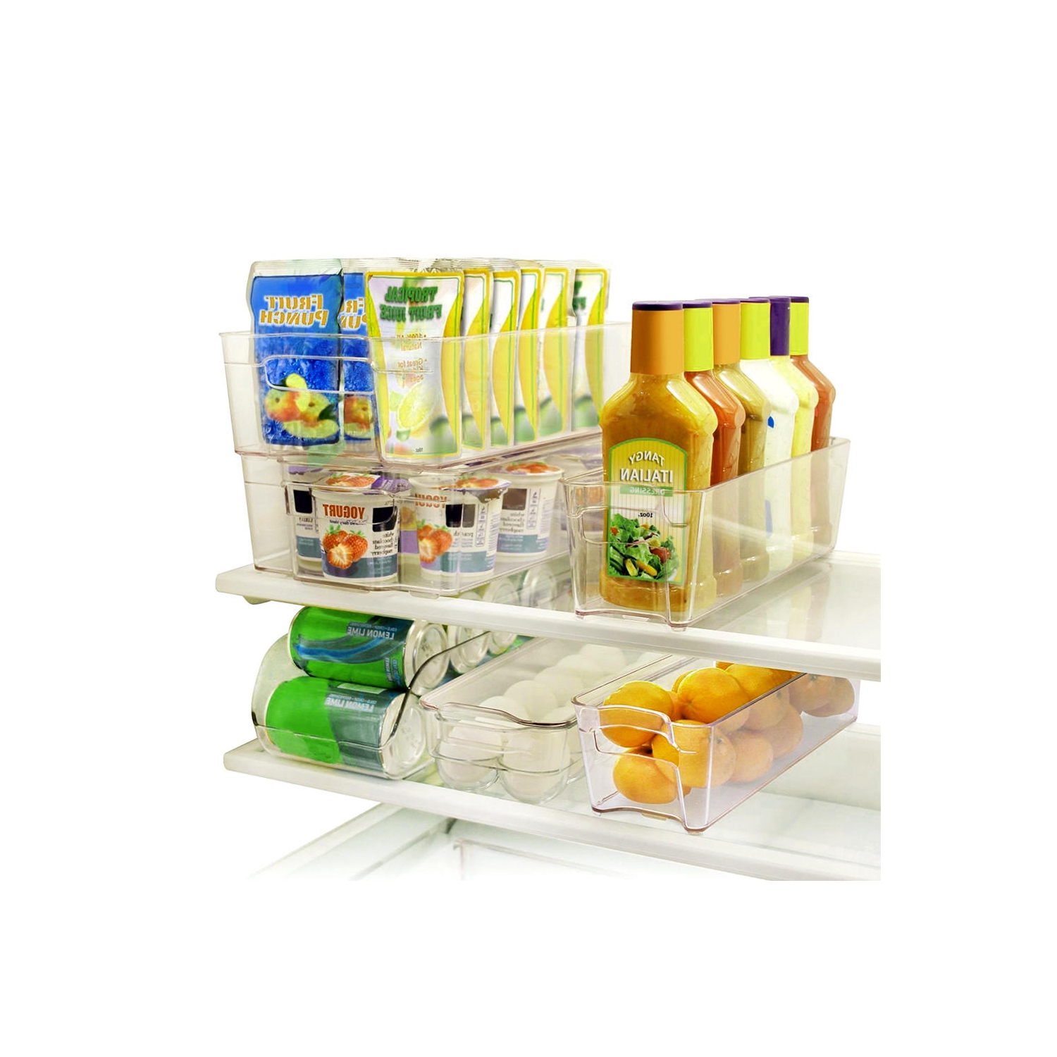 6-Piece Refrigerator Food Storage Container Bins Acrylic Fridge Bins and Freezer Organizer