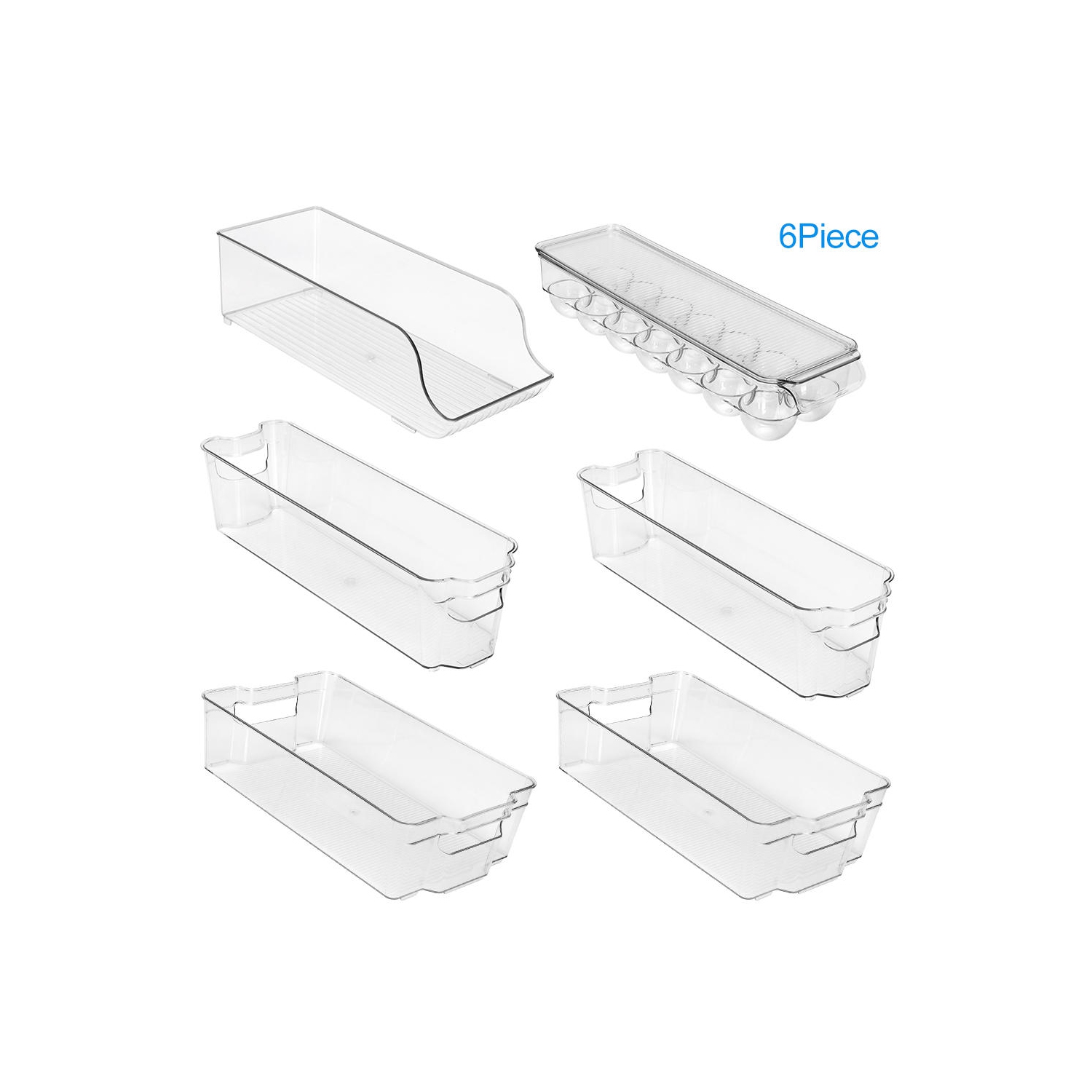 6-Piece Refrigerator Food Storage Container Bins Acrylic Fridge Bins and Freezer Organizer