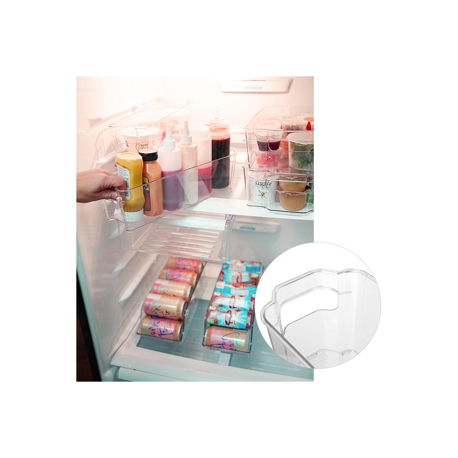 6-Piece Refrigerator Food Storage Container Bins Acrylic Fridge Bins and Freezer Organizer