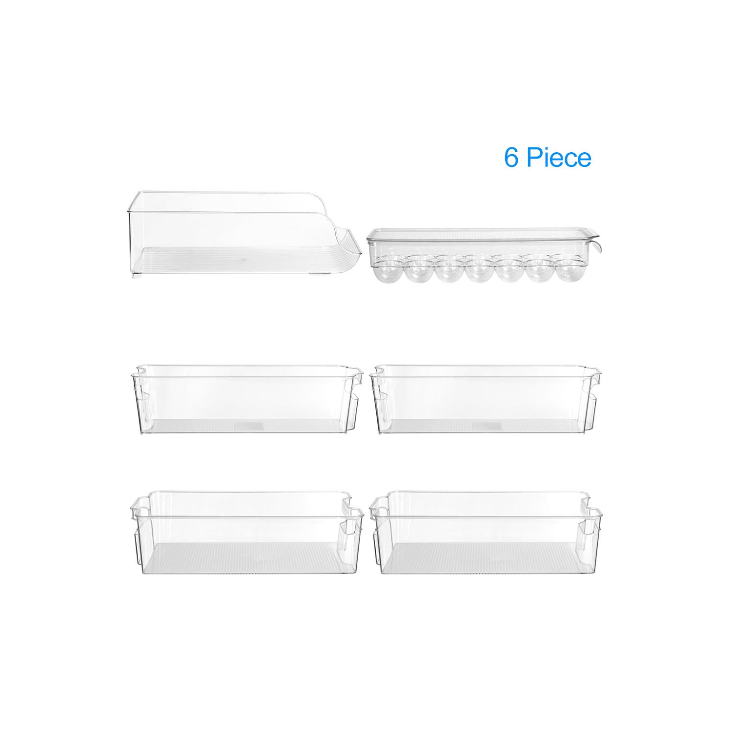 6-Piece Refrigerator Food Storage Container Bins Acrylic Fridge Bins and Freezer Organizer