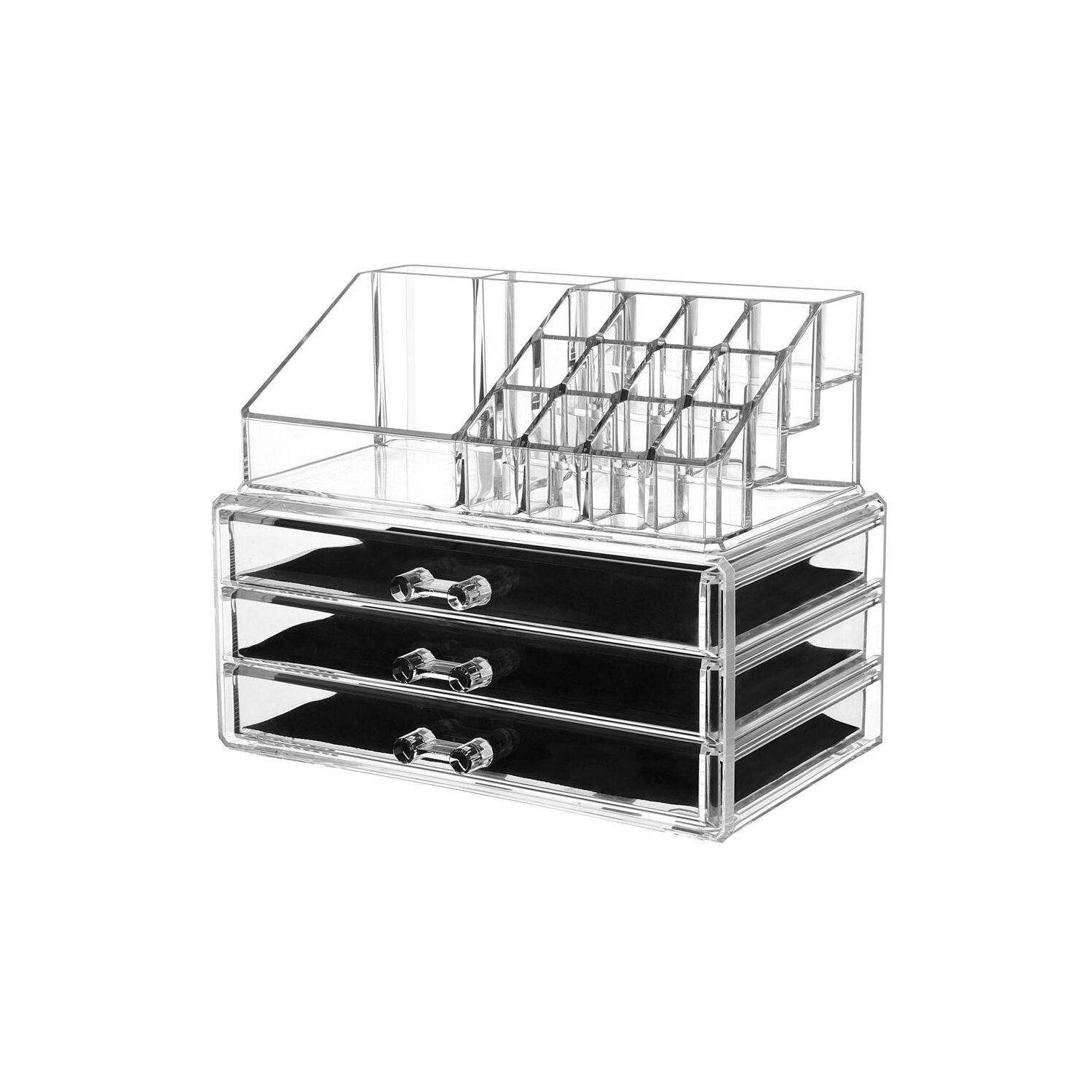 DIY Detachable 3 Drawers Acrylic Cosmetic Makeup Organizer，Clear Storage Container Box Case （9.4" X 7.5", 2 Pieces Set）