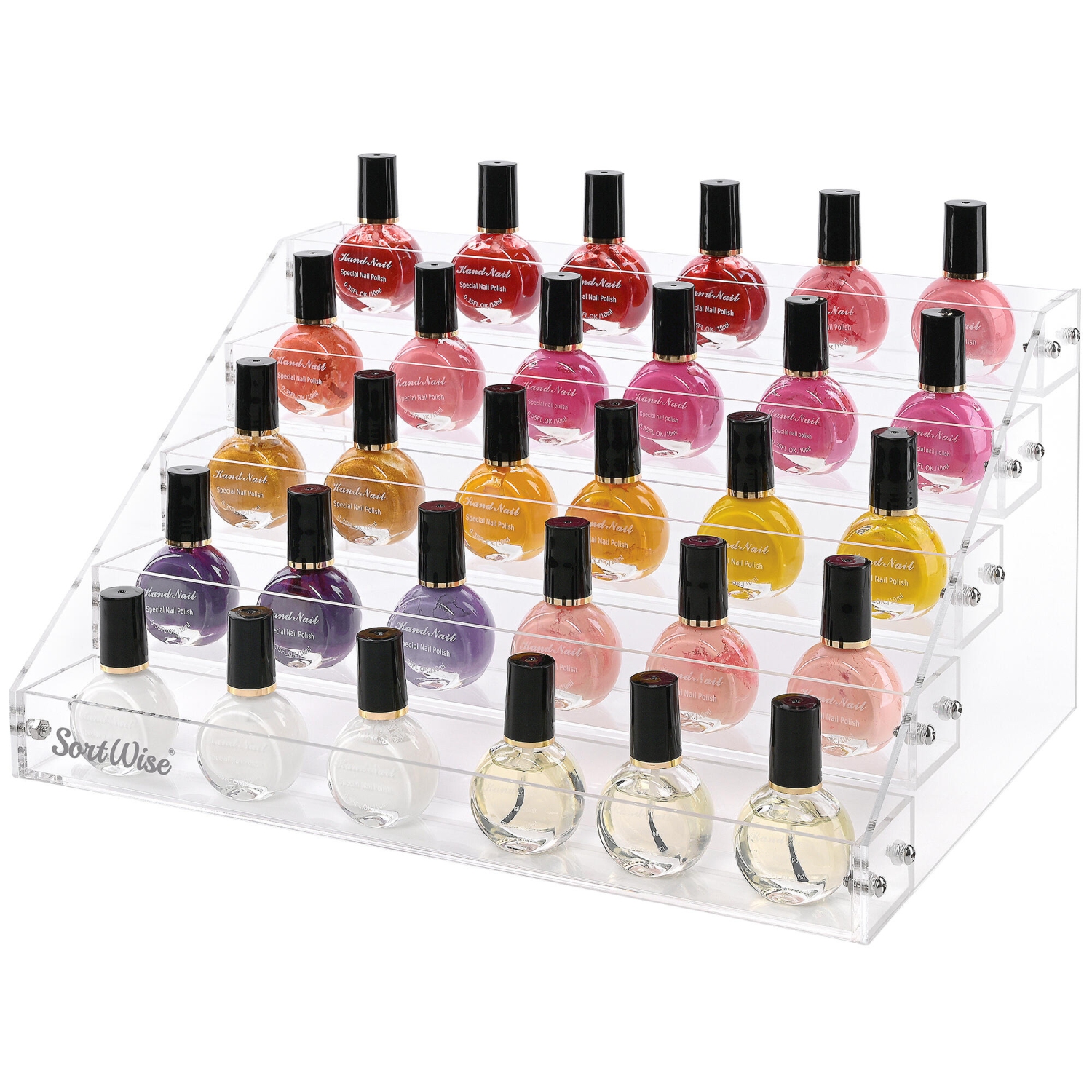 5 Tier Acrylic Lipstick Organizer, Nail Polish Makeup Case Cosmetic Stand Display Rack Holder