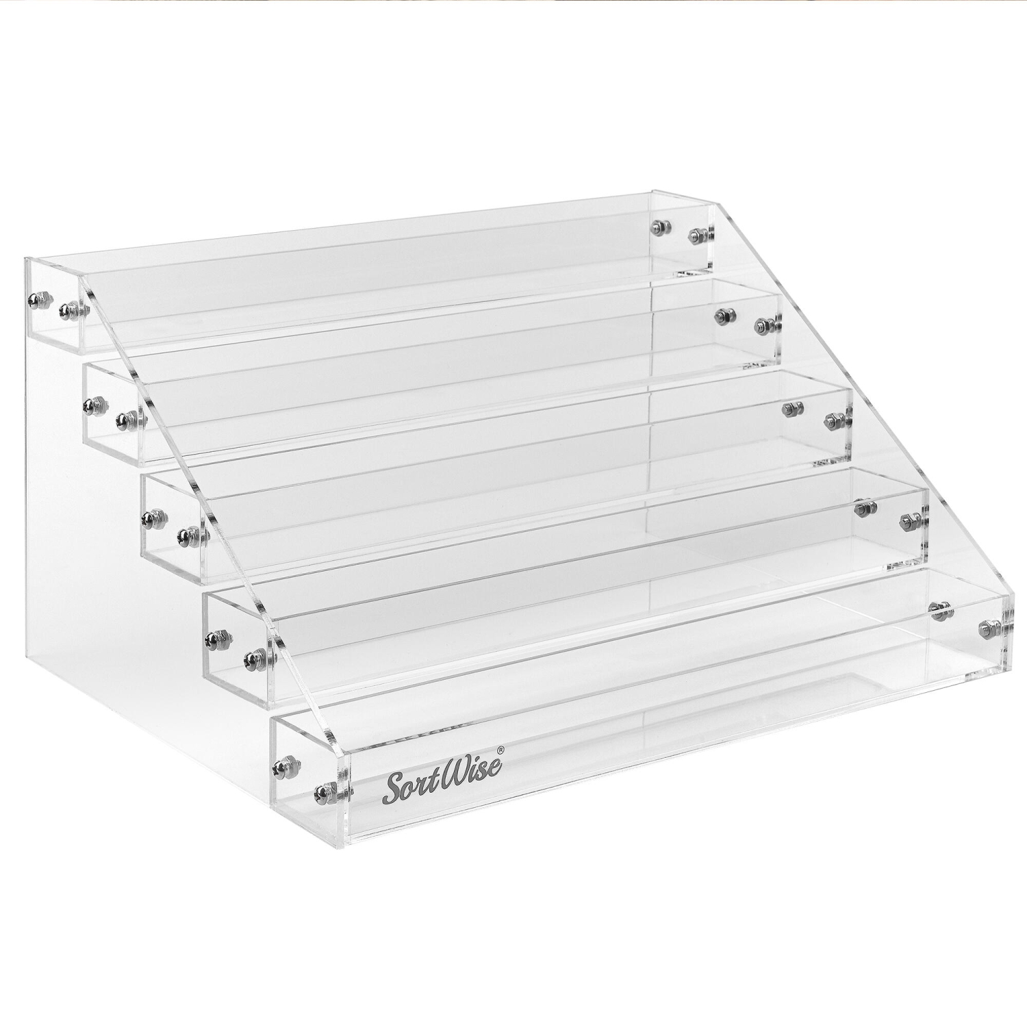 5 Tier Acrylic Lipstick Organizer, Nail Polish Makeup Case Cosmetic Stand Display Rack Holder