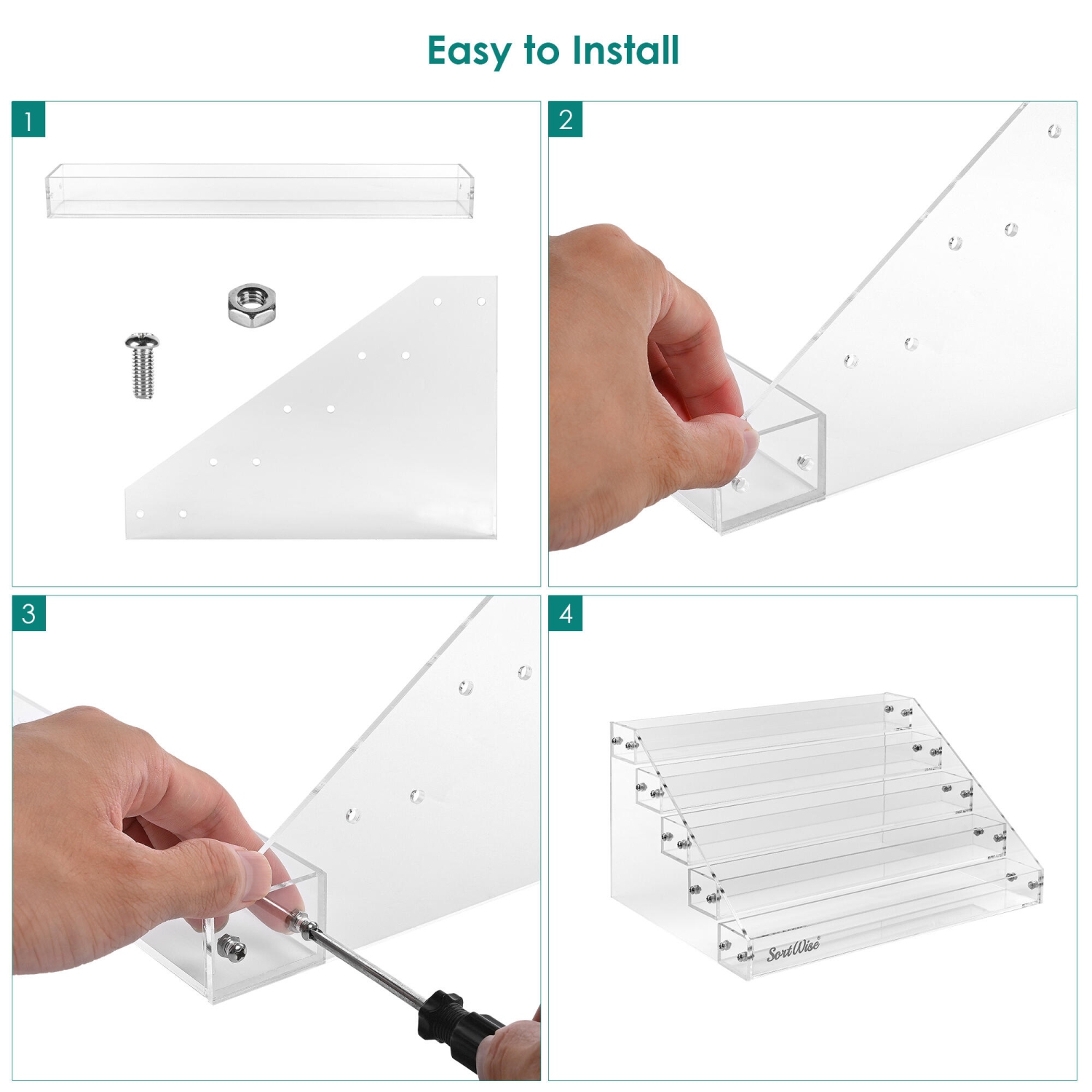 5 Tier Acrylic Lipstick Organizer, Nail Polish Makeup Case Cosmetic Stand Display Rack Holder