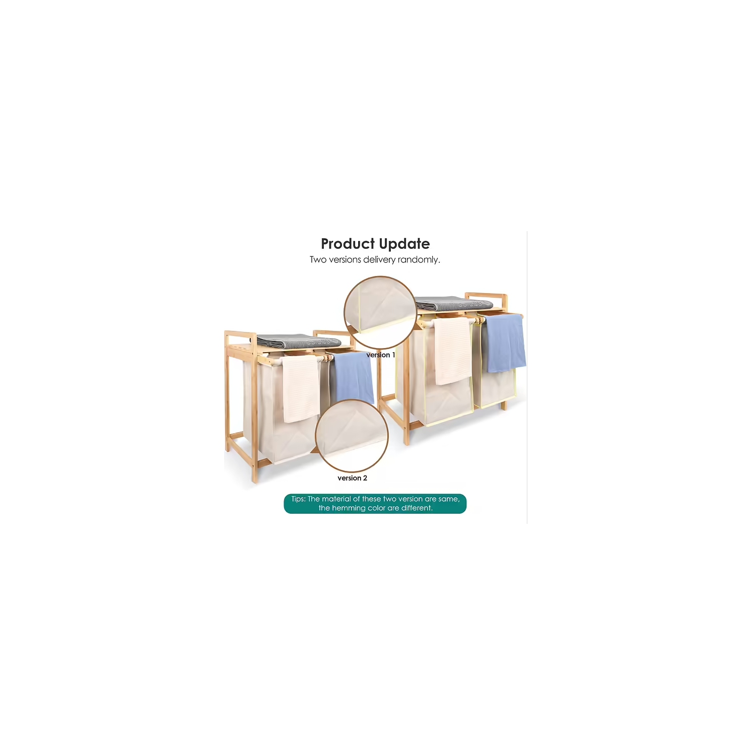 Panier à linge en bambou panier à linge, station de lavage en bambou 3 en 1, support de rangement de salle de bain avec panier, finition naturelle