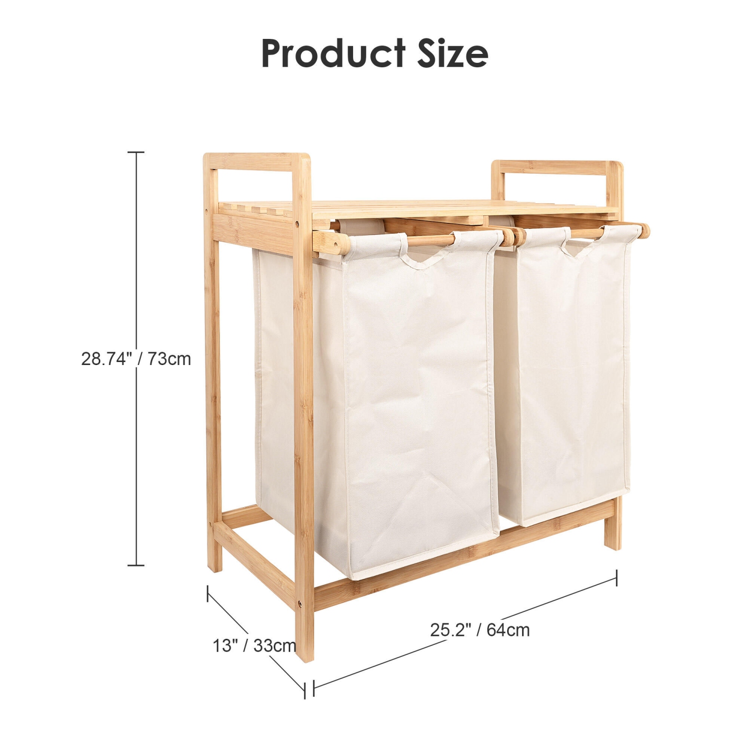 Panier à linge en bambou panier à linge, station de lavage en bambou 3 en 1, support de rangement de salle de bain avec panier, finition naturelle