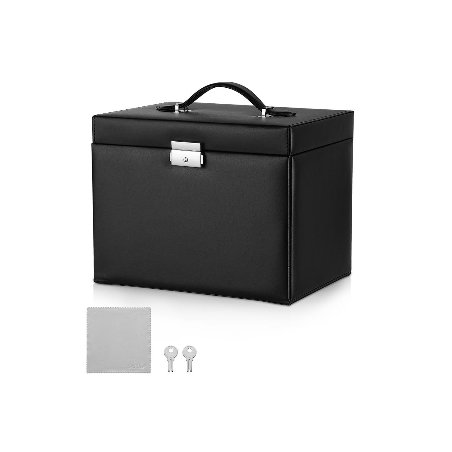 Boîtes à Bijoux Verrouillables Stockage 20 Compartiments Grande Capacité Vitrine en Cuir Multicouche Organisateur Cas pour Clous Boucles d'Oreilles