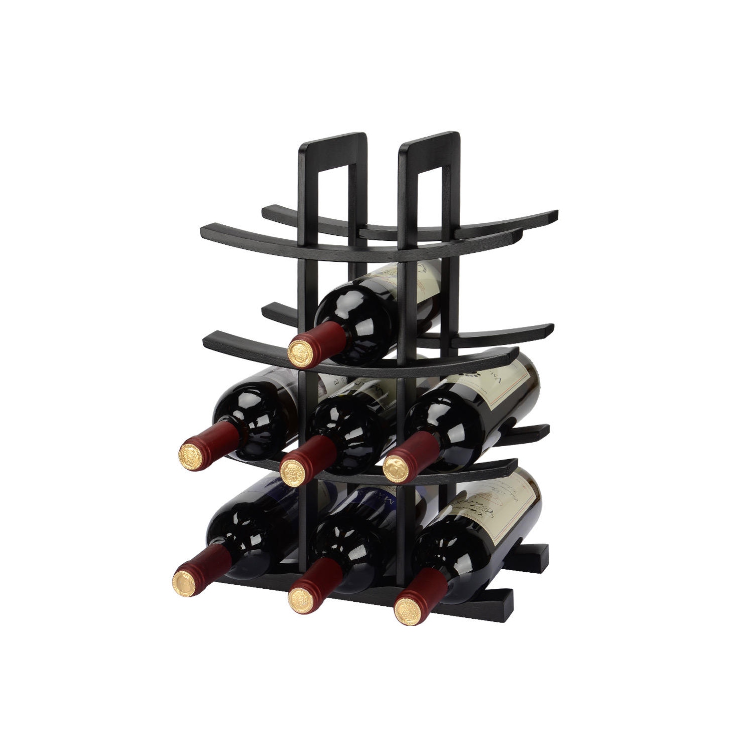 12-Bottle Bamboo Wine Rack, Small Wine Storage Rack Free-Standing for Vino Bars and Cellars, Great for Wedding Gift