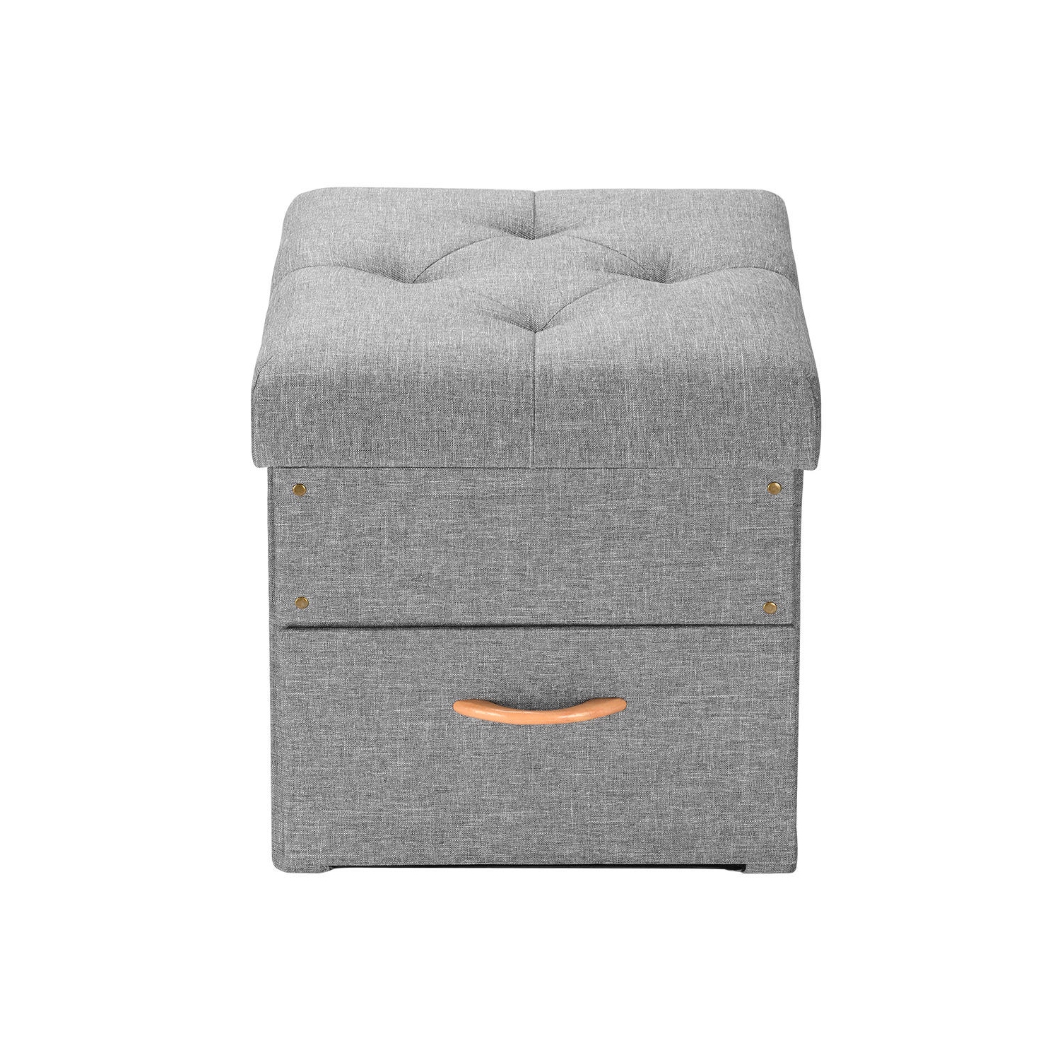 Pouf de rangement pliant avec un tiroir, repose-pieds de coffre de rangement - supporte jusqu’à 440 lb/200&nbsp;kg