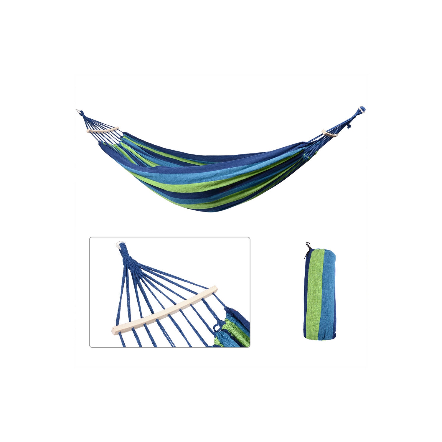 Double Camping Hammock Cotton Canvas Beach Swing Bed with Spreader Bar for Backyard Porch Balcony Outdoor up to 450lbs Capacity (Hammock Only)