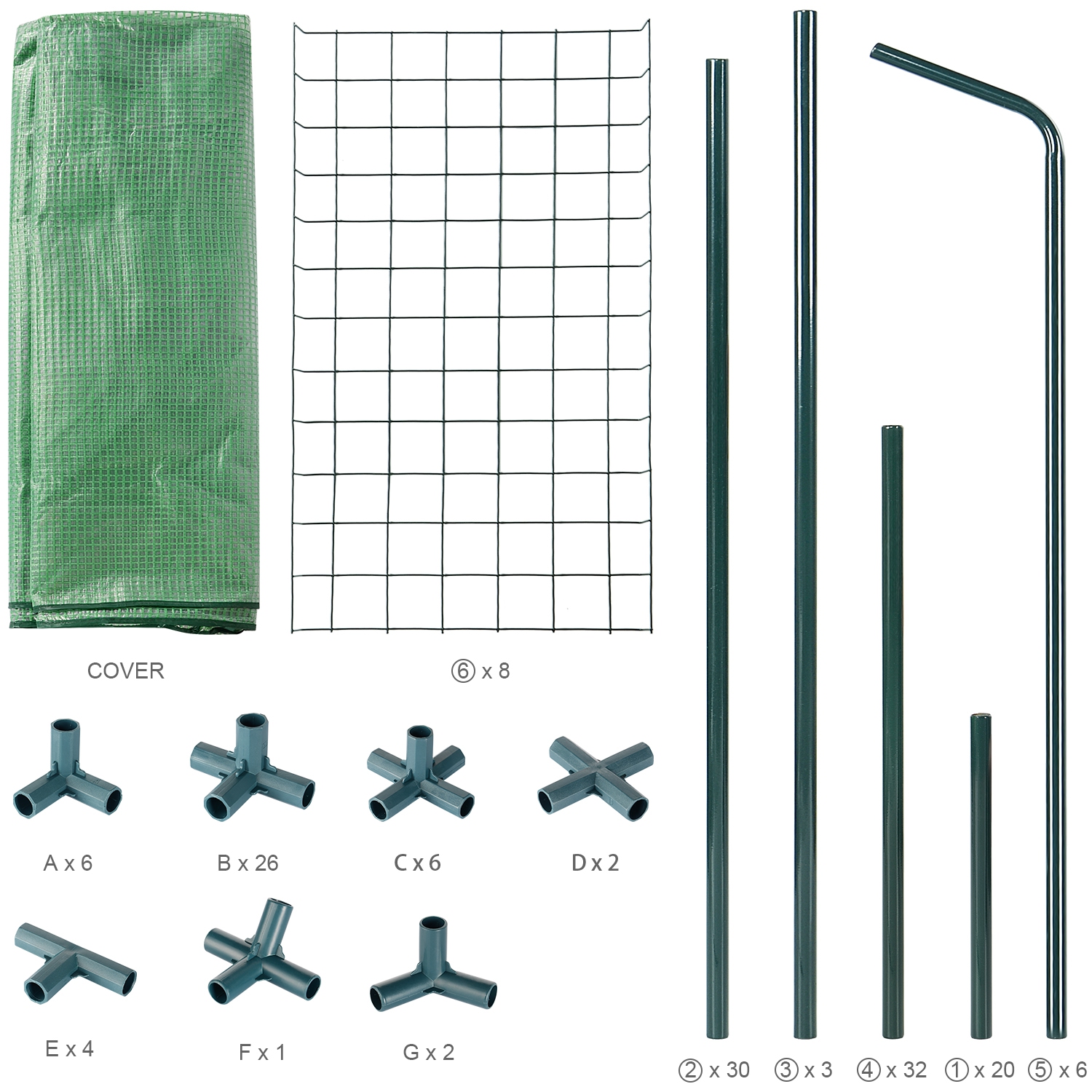 Grand serre-poulailler de 61 x 55 x 78 po, 2 Tiers, maison verte à 8 tablettes avec porte à fermeture à glissière enroulable pour fleurs de fines