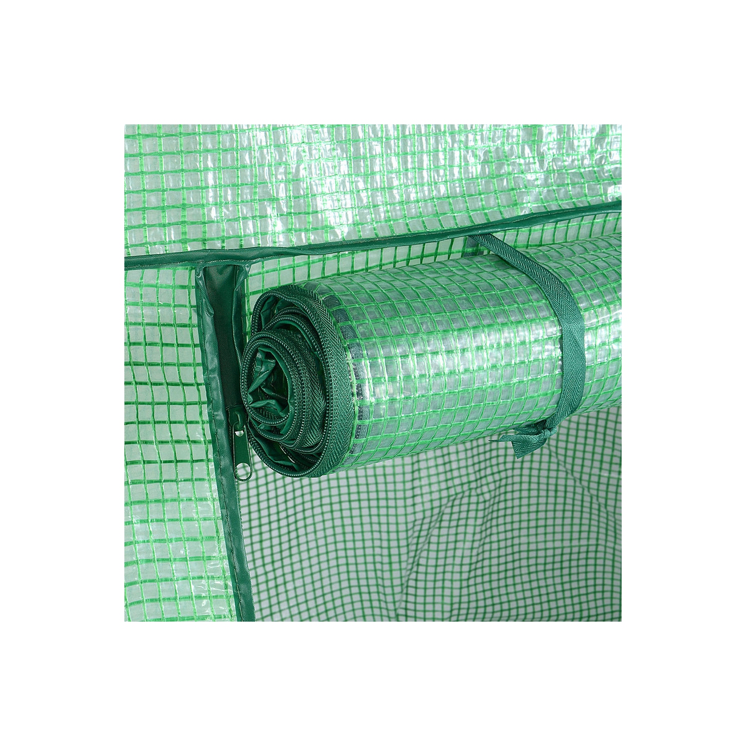 Grand serre-poulailler de 61 x 55 x 78 po, 2 Tiers, maison verte à 8 tablettes avec porte à fermeture à glissière enroulable pour fleurs de fines