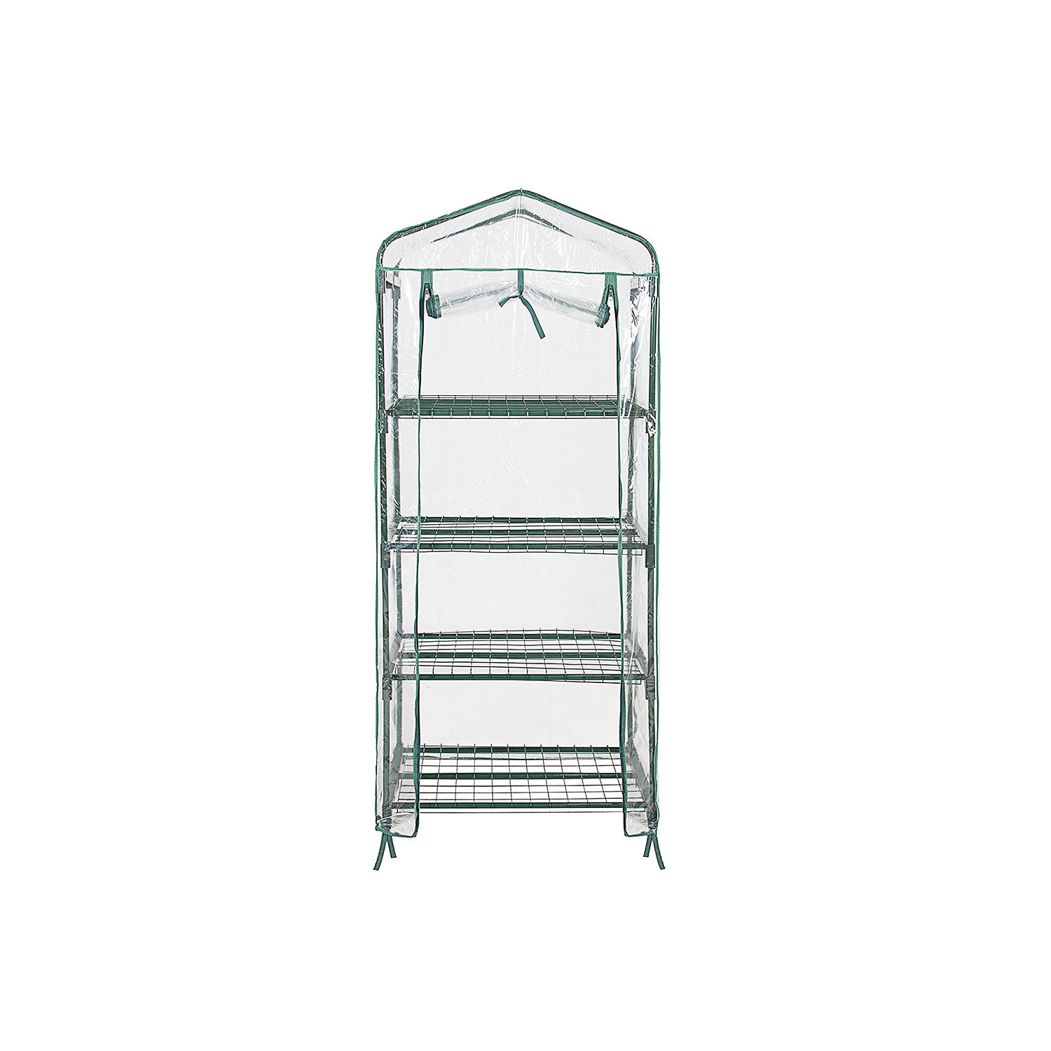 Serre à 4 niveaux avec couverture transparente, maison chaude de plantes de jardin d'hiver de 27 x 19 x 63 po, maison verte