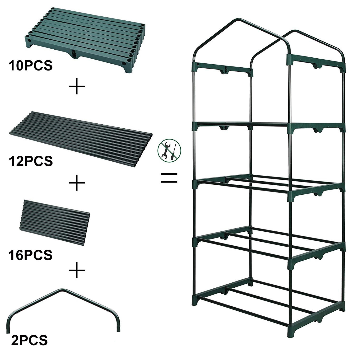 Serre à 4 niveaux avec couverture transparente, maison chaude de plantes de jardin d'hiver de 27 x 19 x 63 po, maison verte