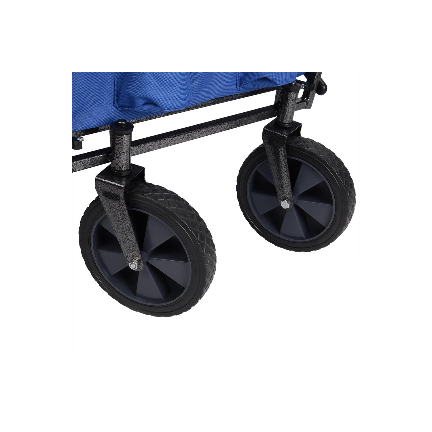 Chariot utilitaire pliable bleu, chariot de magasinage de jardin pour l'extérieur en caoutchouc avec auvent