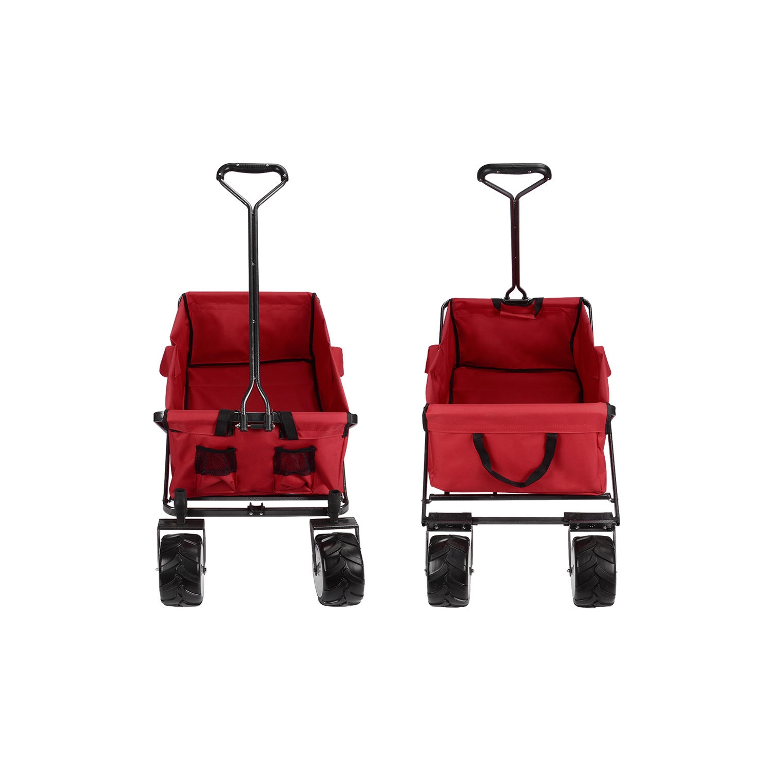 Chariot de jardin pliant d'extérieur, chariot utilitaire tout-terrain Wheelbarrows avec roues pivotantes à 360 degrés jusqu'à 165lbs