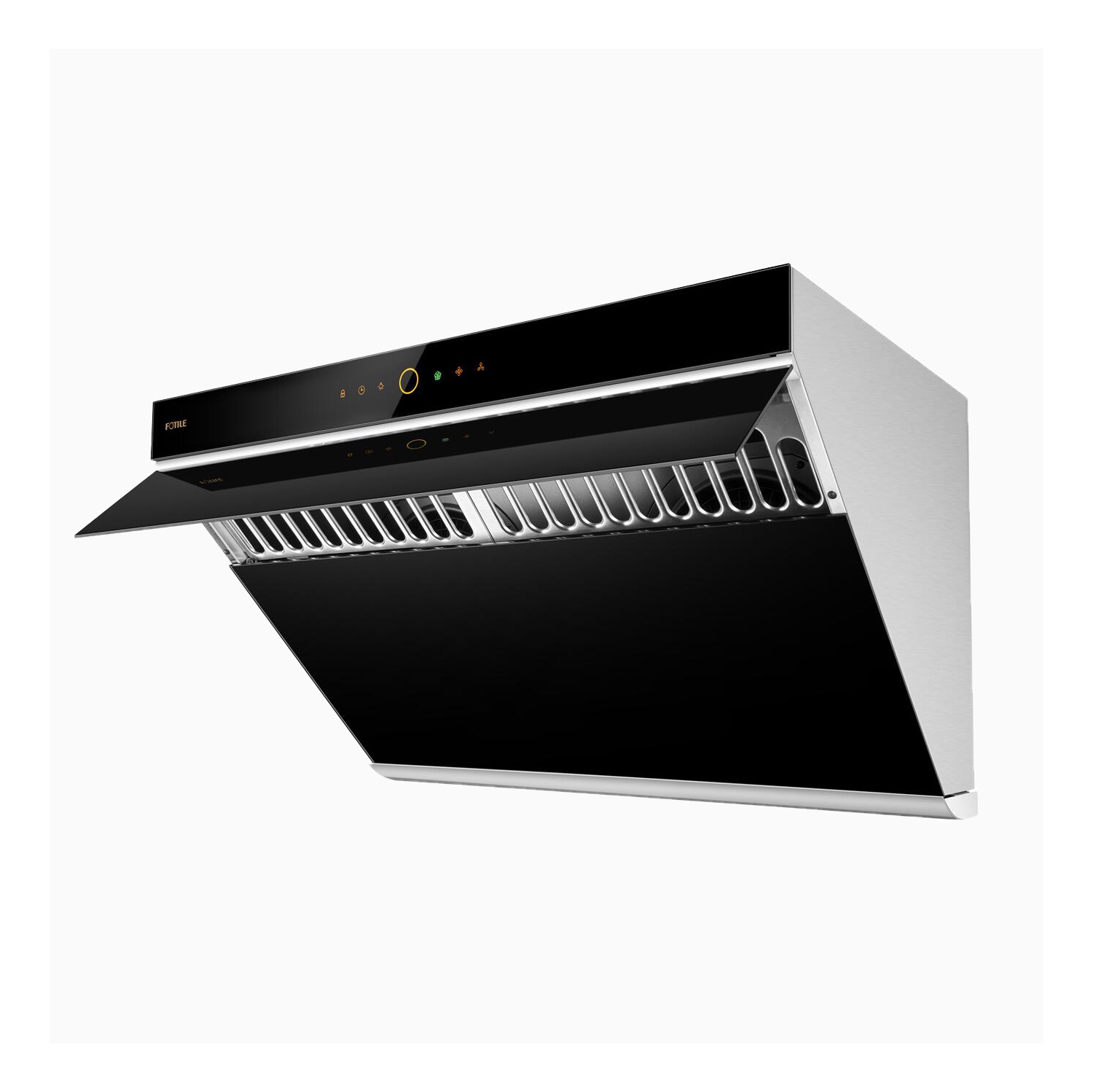 FOTILE 30” Range Hood | JQG7505 | Black Tempered Glass |Side Draft Air Filtration | Dual DC-Motor | Hands Free On and Off | Touchscreen with 4 Speed