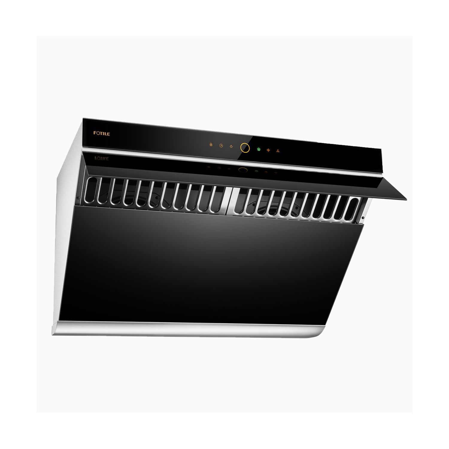 FOTILE 30” Range Hood | JQG7505 | Black Tempered Glass |Side Draft Air Filtration | Dual DC-Motor | Hands Free On and Off | Touchscreen with 4 Speed
