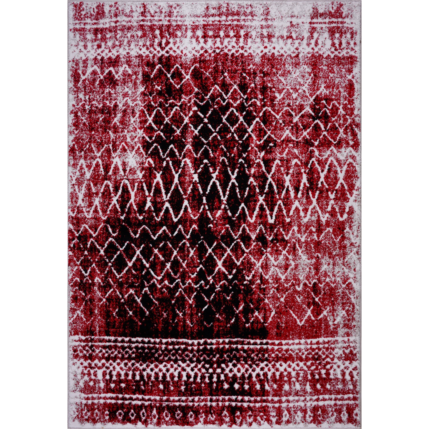 Verona Red Black Diamond Pattern Area Rug 6'5" x 9'5"