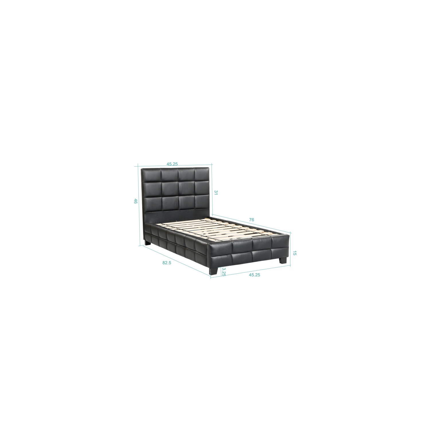 Husky® Amelia Upholstered Platform Bed – Twin - Black