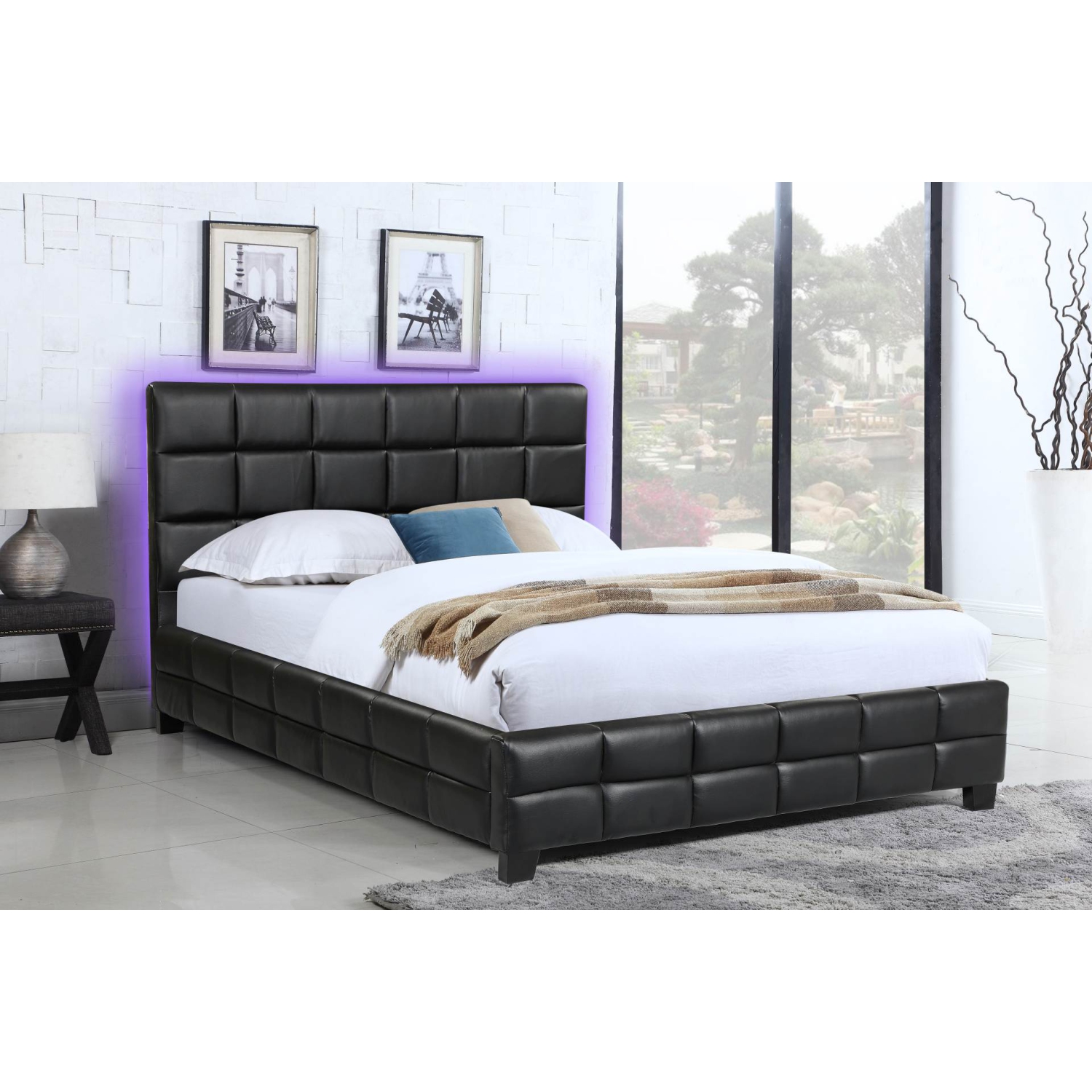 Husky® Amelia Upholstered Platform Bed – Queen - Black