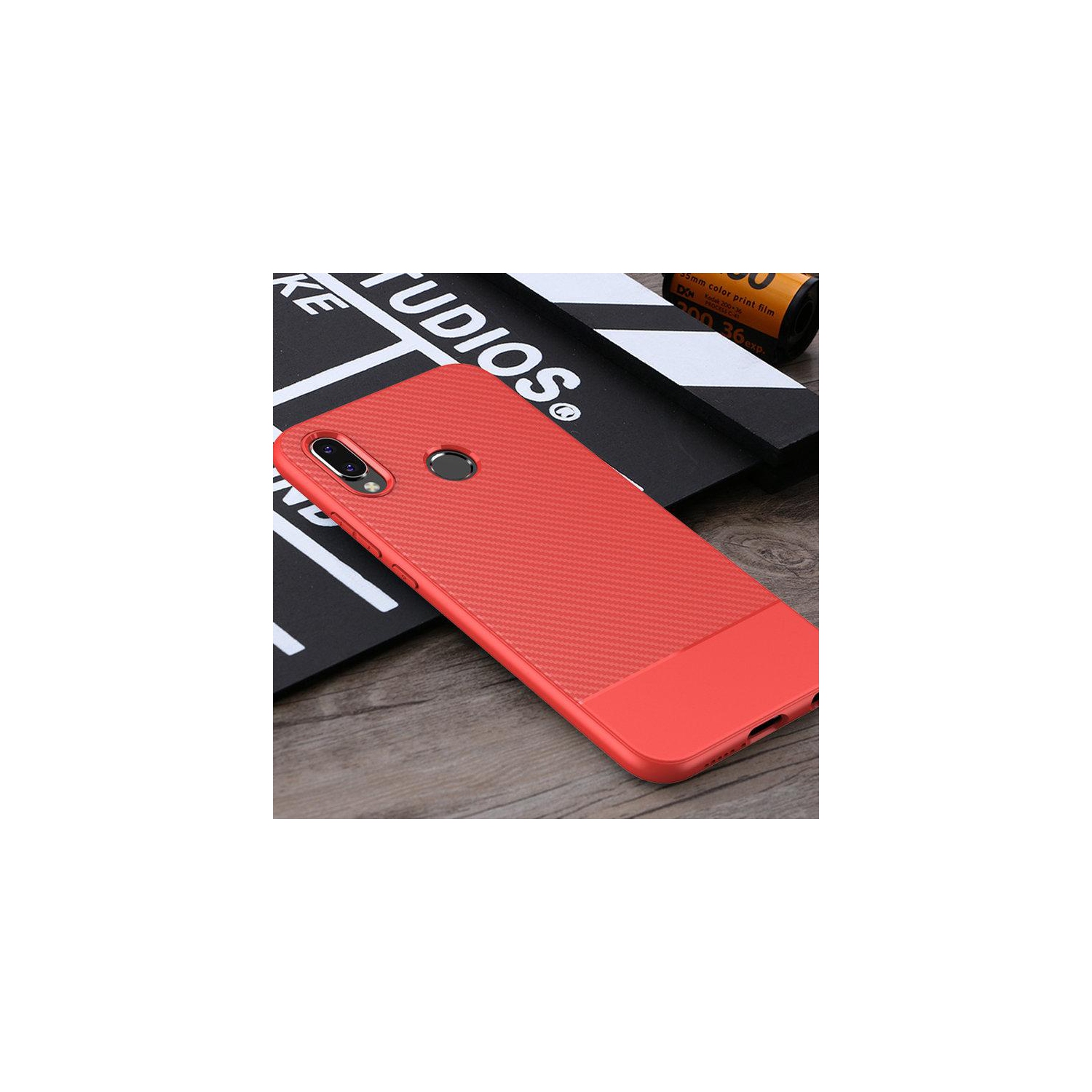 PANDACO Red Carbon Fiber Case for Huawei P20 Lite