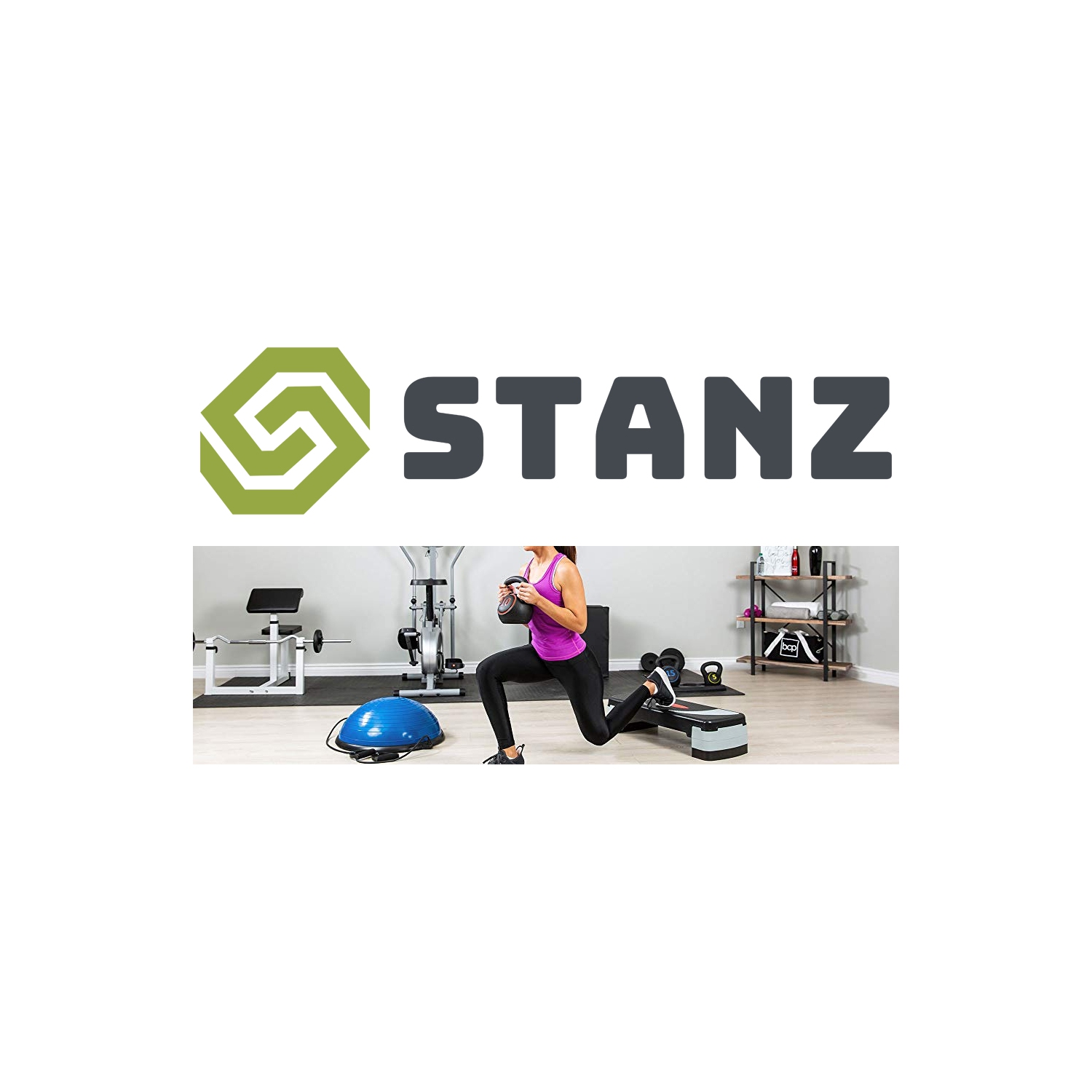 Stanz 30.5" x 11" adjustable Aerobic Stepper Step Exercise Trainer Workout Fitness Yoga Risers 3 Levels (10/15/20cm - 4''/6''/8'') 3 Position - 4" -