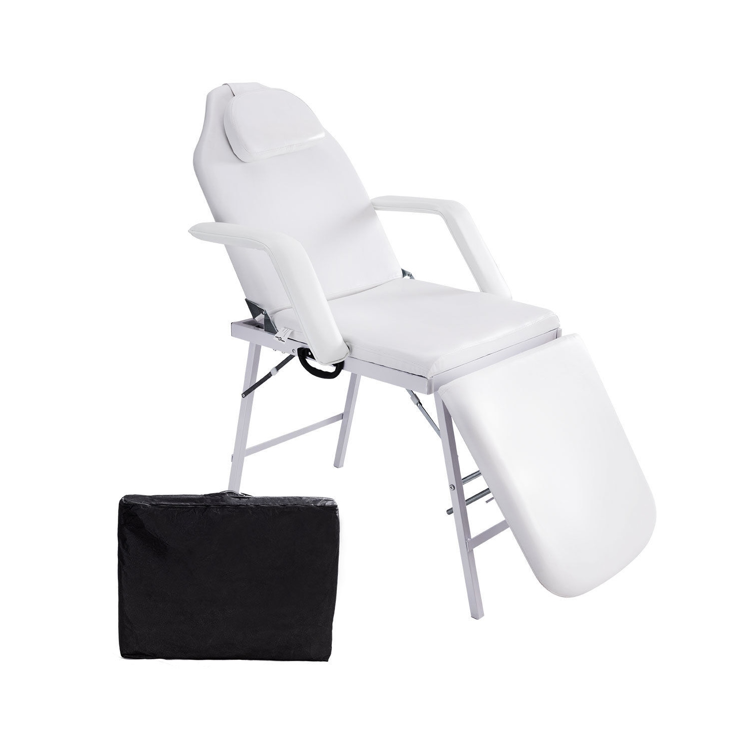 Fauteuil Table de Massage, Capacité de Charge 225KG, Inclinable Pliable Transportable avec Sac, Ergonomique Confortable avec Oreiller et Accoudoir