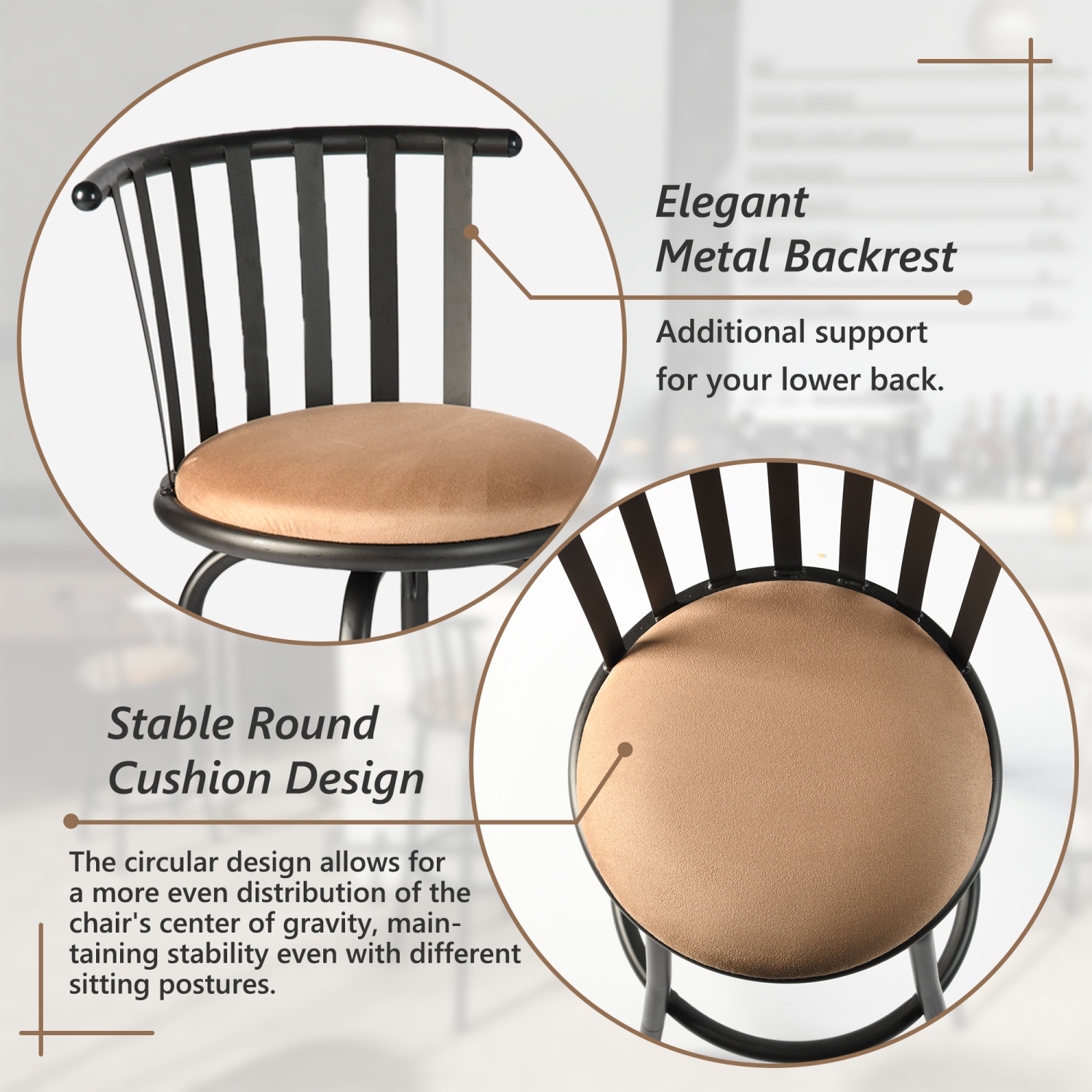 Set of 4 Vintage Expresso Faux Leather Dining Chairs with Wood Finished Metal Legs