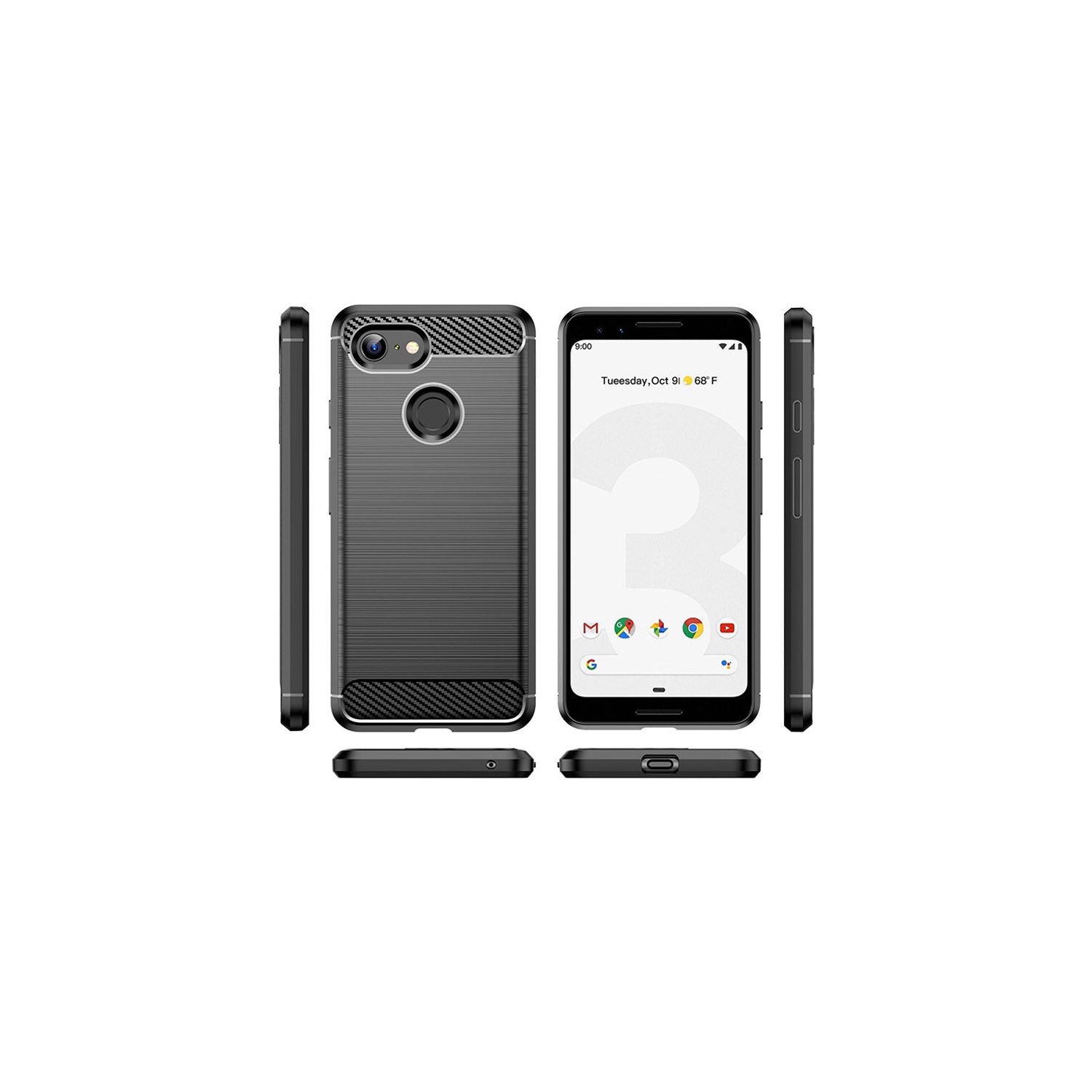 PANDACO Grey Brushed Metal Case for Google Pixel 3 XL