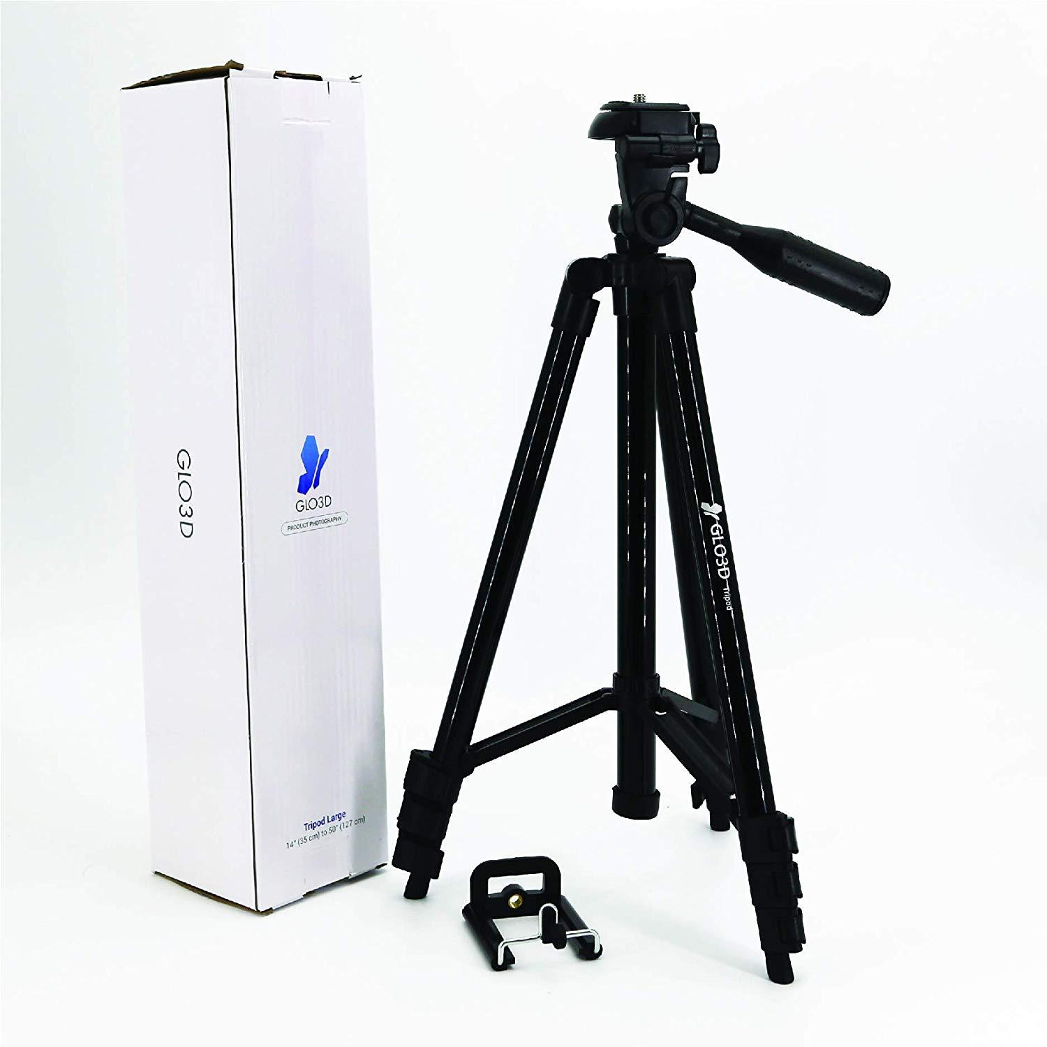 Glo3D 50'' All Aluminum Black Tripod with Phone Holder