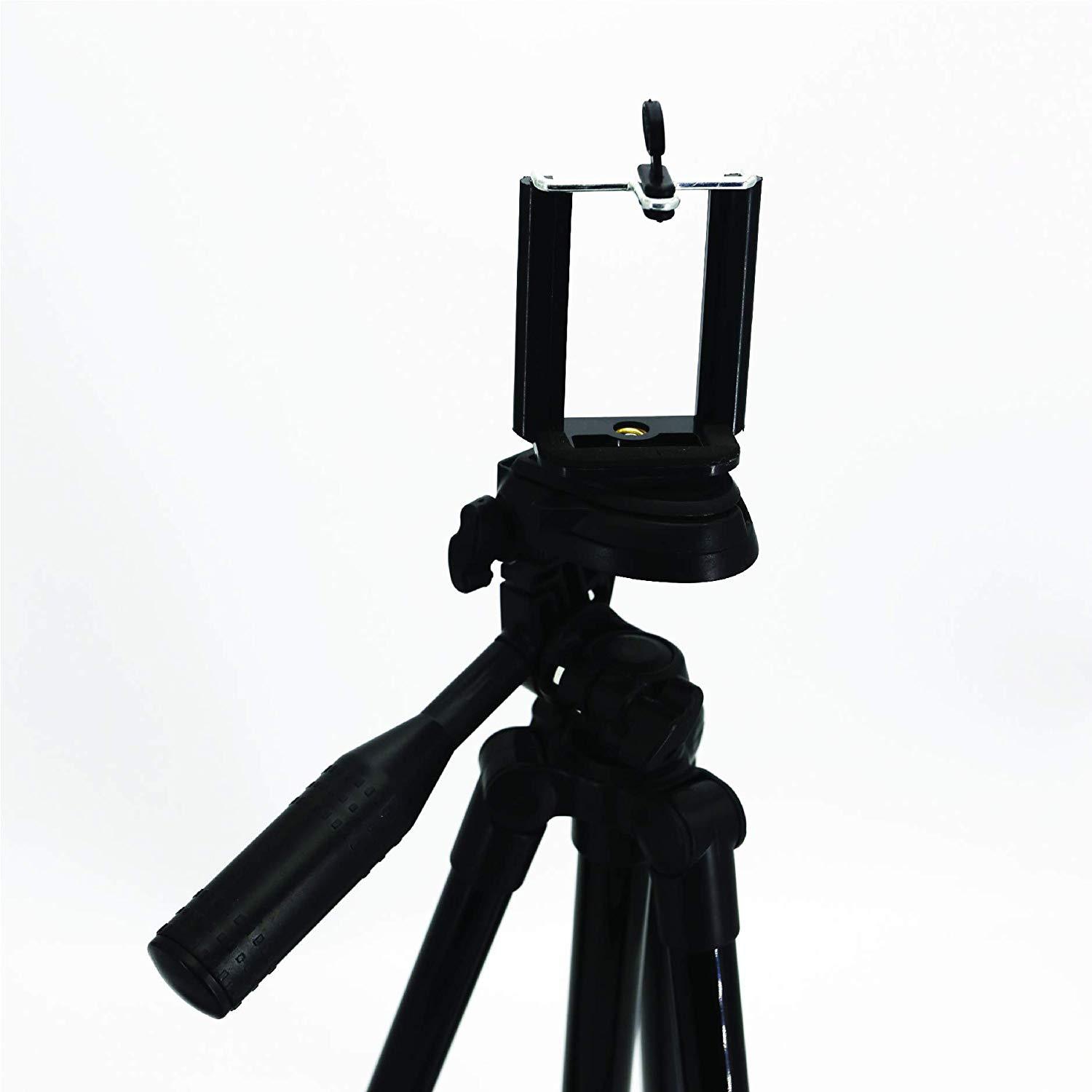 Glo3D 50'' All Aluminum Black Tripod with Phone Holder