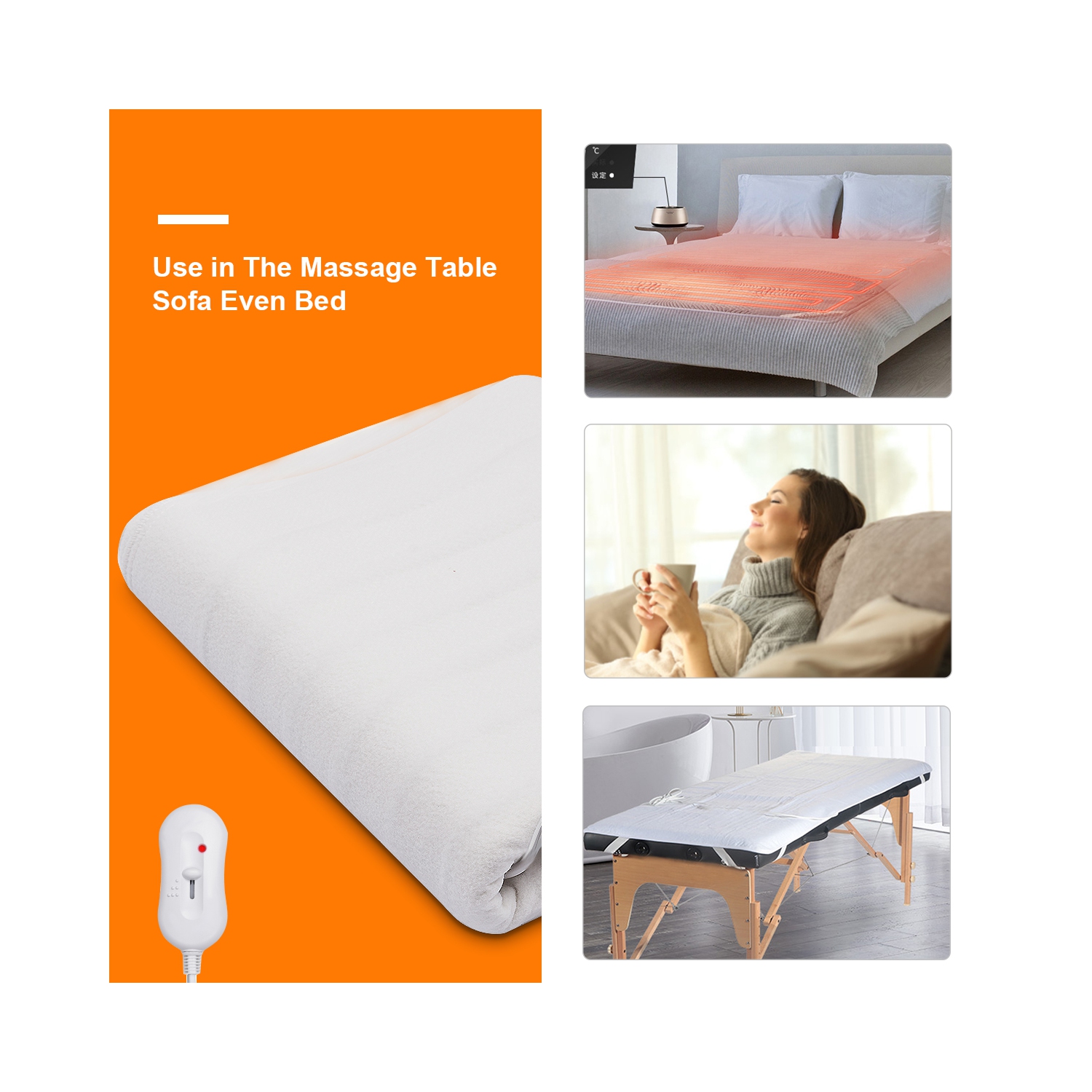 Costway Digital Massage Table Warmer Pad Heat Settings Auto Overheat Protection