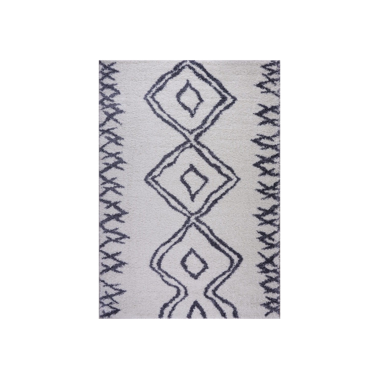 Casablanca Shaggy White Dark Gray Area Rug 6'5" x 9'5"