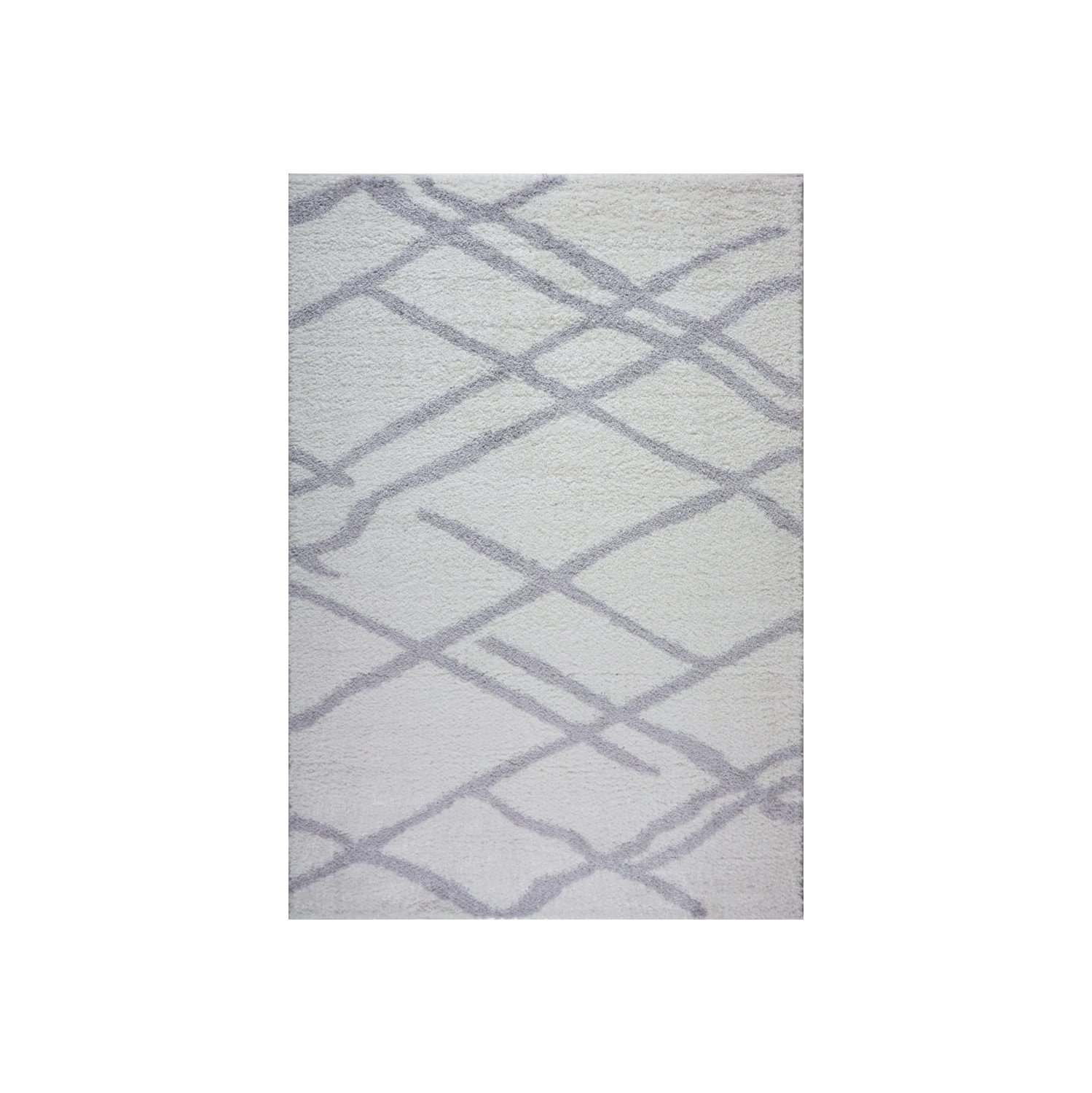 Tangier Shaggy White Light Gray Area Rug 6'5" x 9'5"
