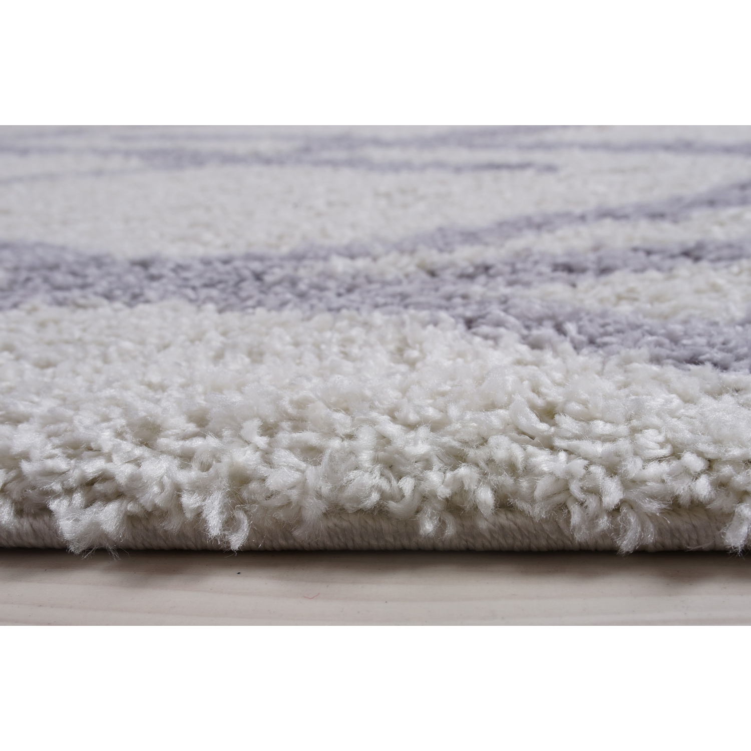 Tangier Shaggy White Light Gray Area Rug 6'5" x 9'5"