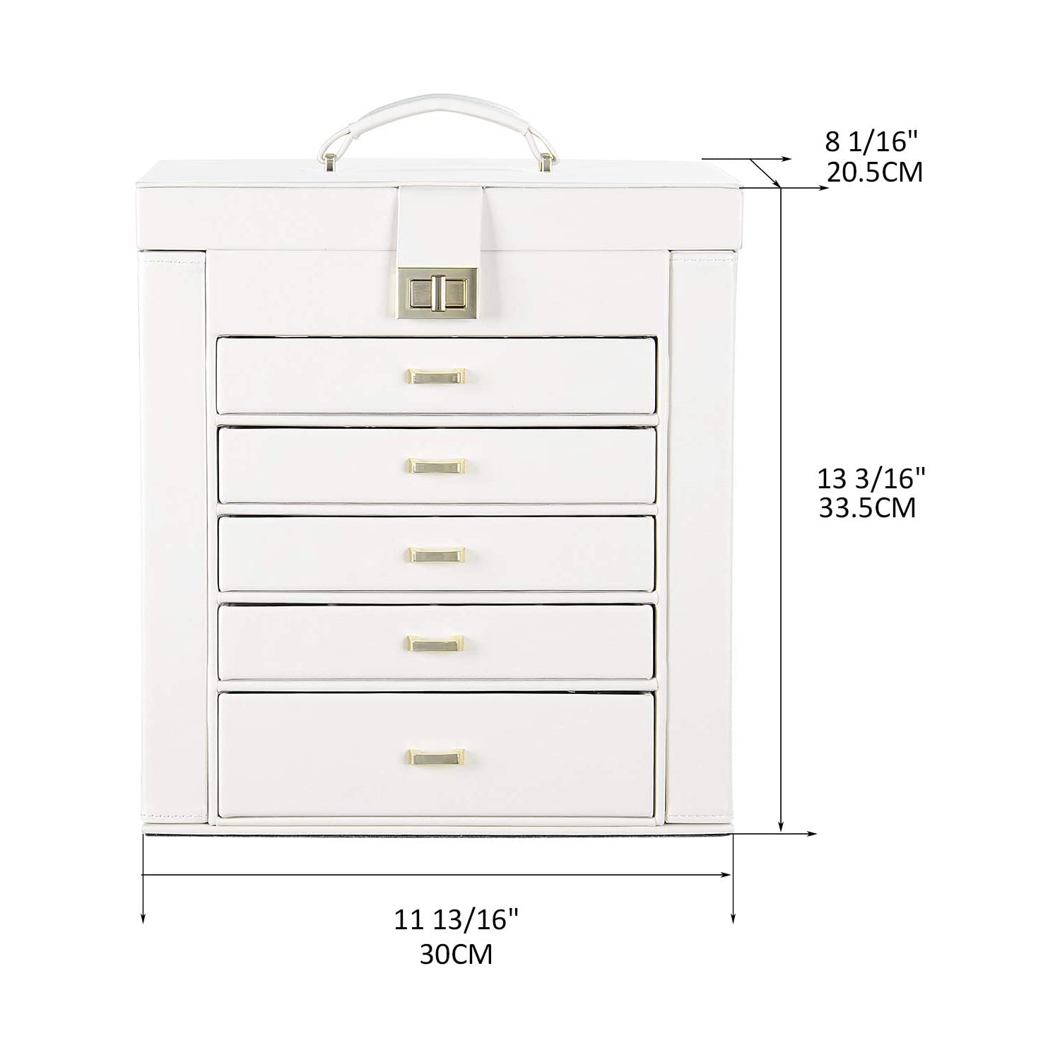 6 couches grandes boîtes à bijoux en cuir dessus de table coffre à bijoux et tiroirs amovibles le cadeau d’anniversaire de l’ami/blanc- SortWise