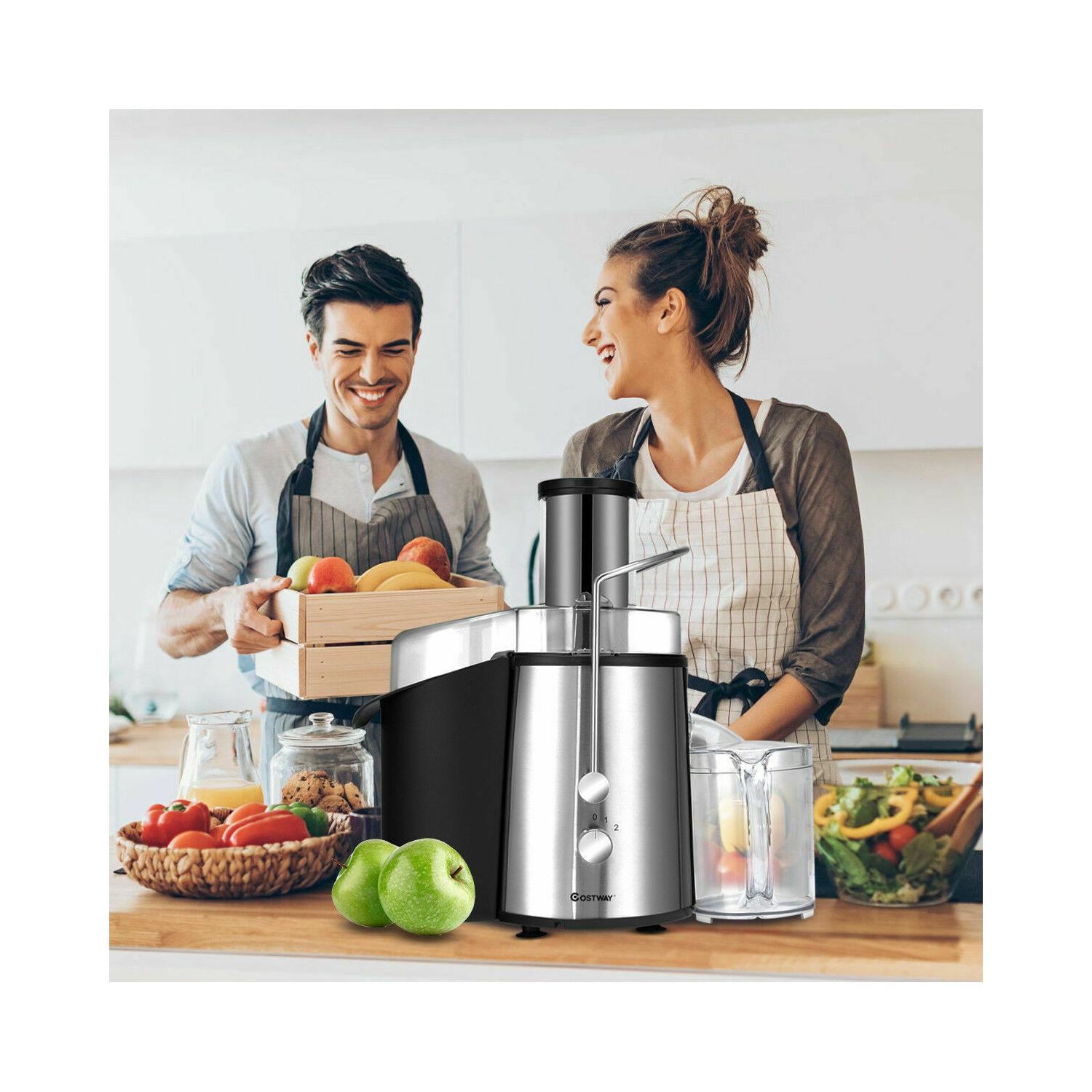 Costway Electric Juicer Wide Mouth Fruit & Vegetable Centrifugal Juice Extractor 2 Speed