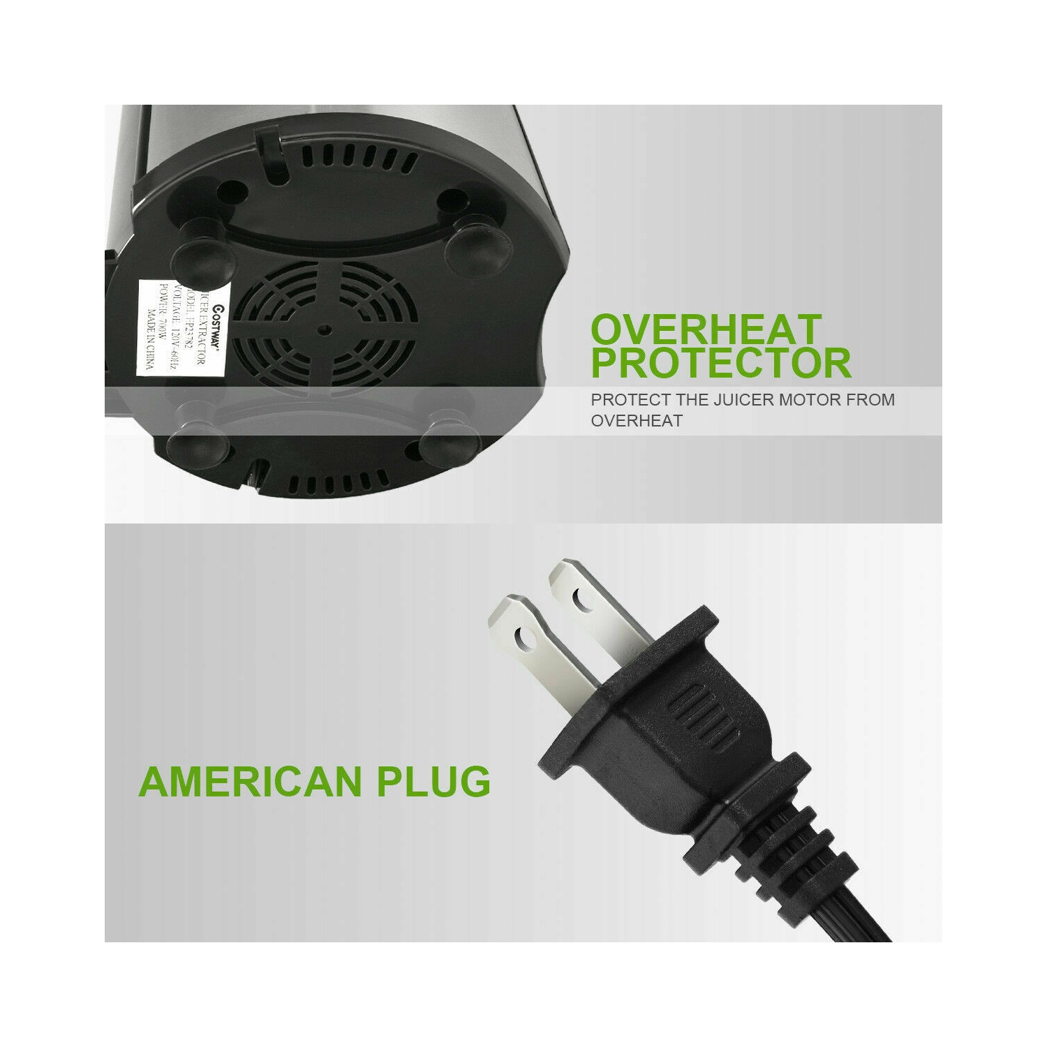 Costway Electric Juicer Wide Mouth Fruit & Vegetable Centrifugal Juice Extractor 2 Speed