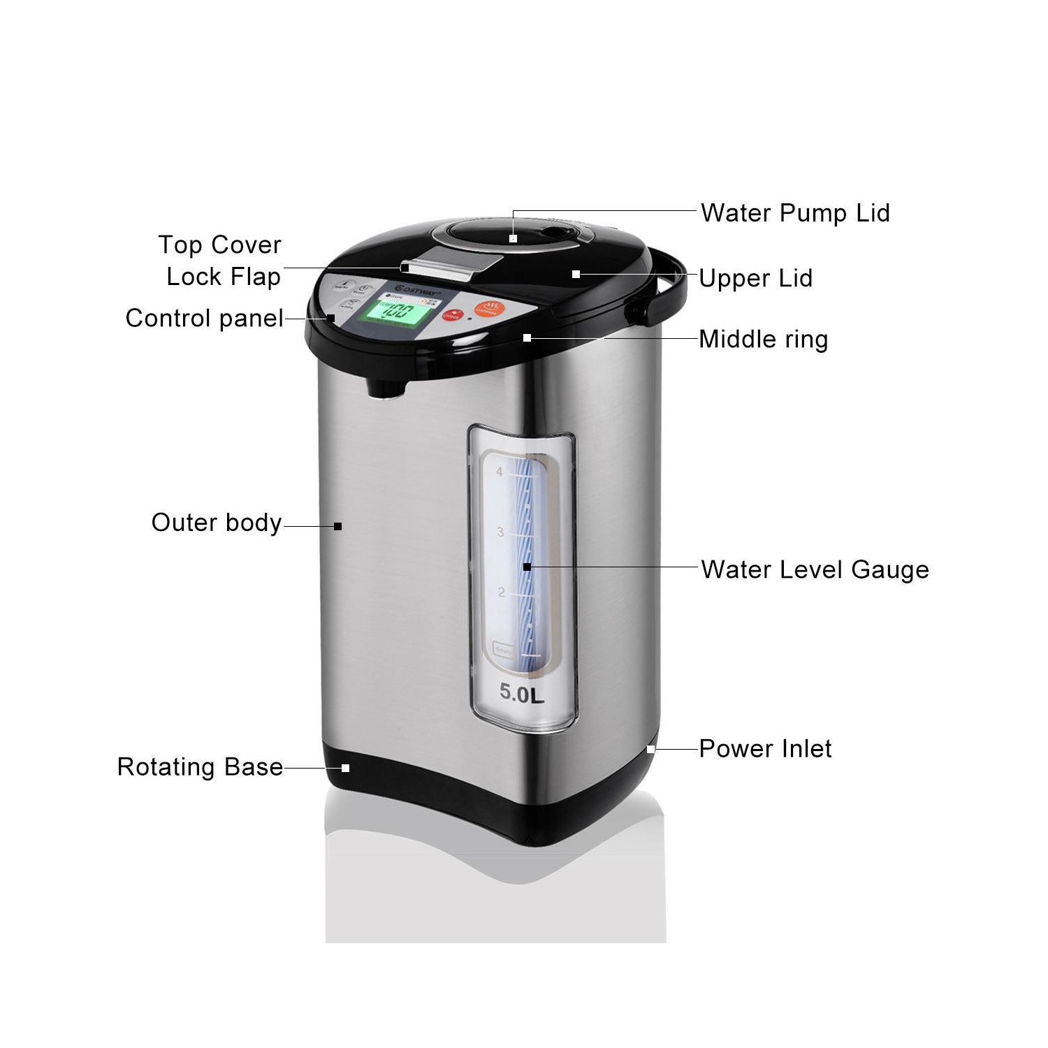Costway 5L LCD Water Boiler & Warmer Electric Hot Pot Kettle Hot Water Dispenser