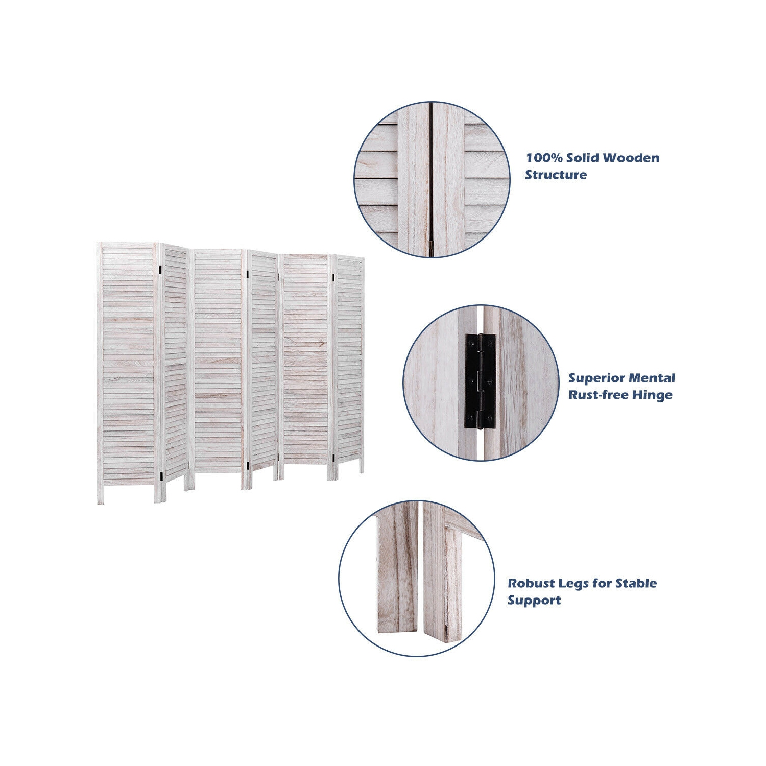 Paravent vénitien 6 panneaux 170cm