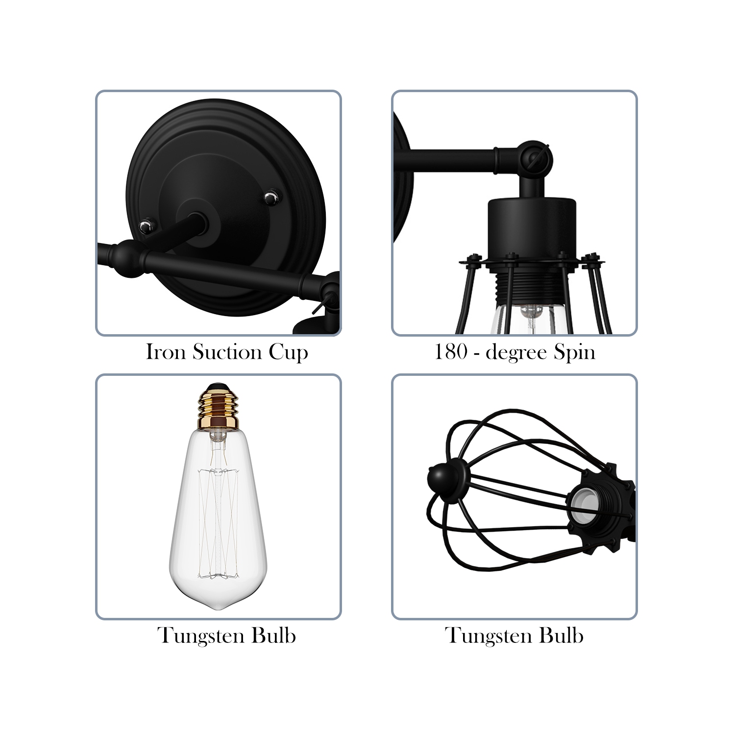 Applique murale rétro rétro rétro rétro de Costway, fil métallique, ampoule à 2 ampoules