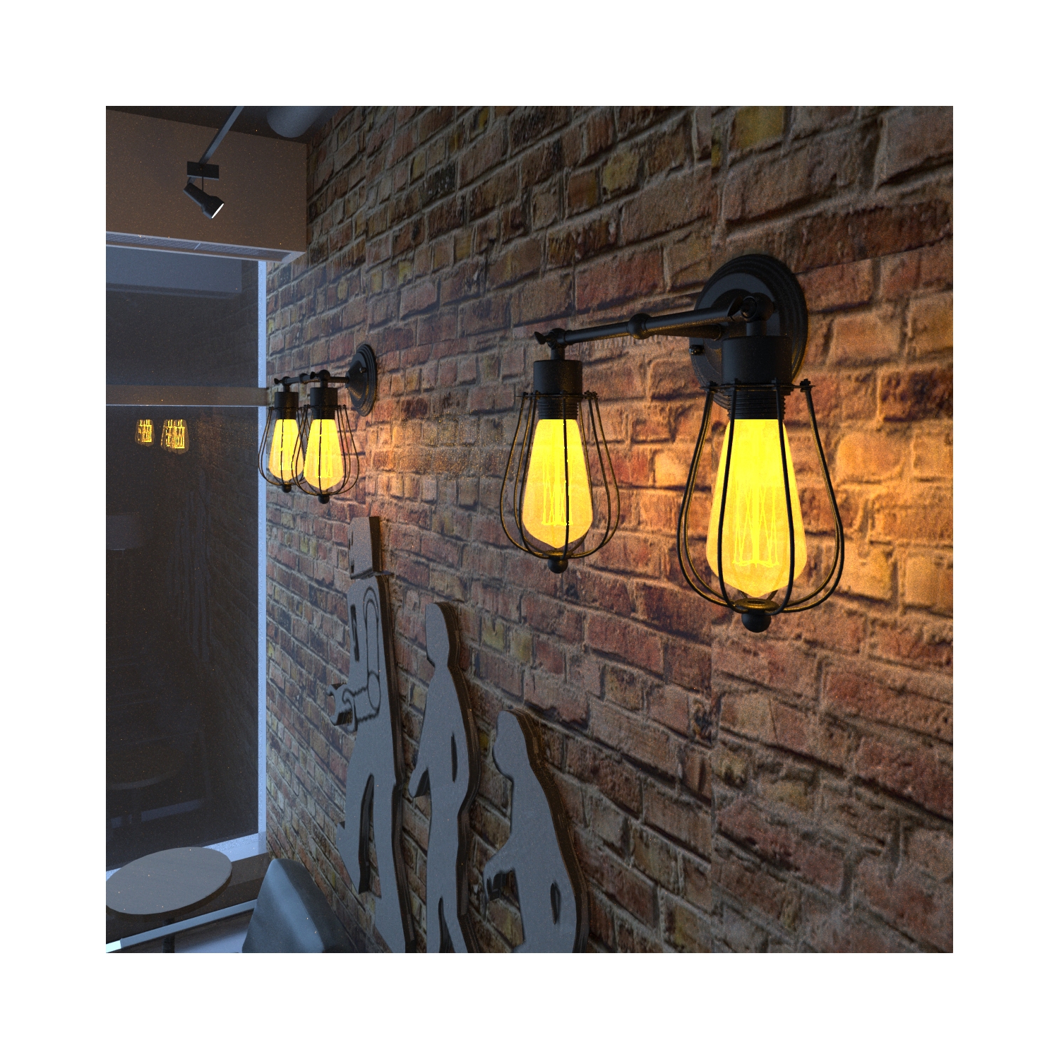 Applique murale rétro rétro rétro rétro de Costway, fil métallique, ampoule à 2 ampoules