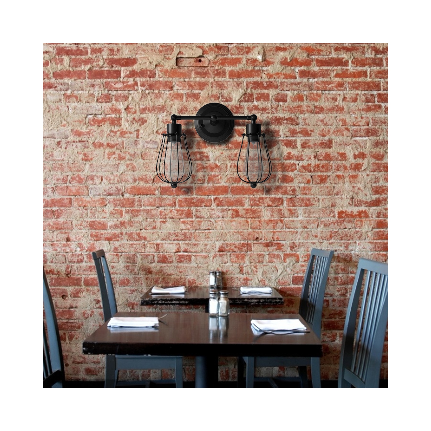 Applique murale rétro rétro rétro rétro de Costway, fil métallique, ampoule à 2 ampoules