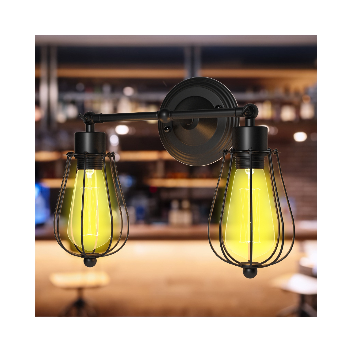 Applique murale rétro rétro rétro rétro de Costway, fil métallique, ampoule à 2 ampoules