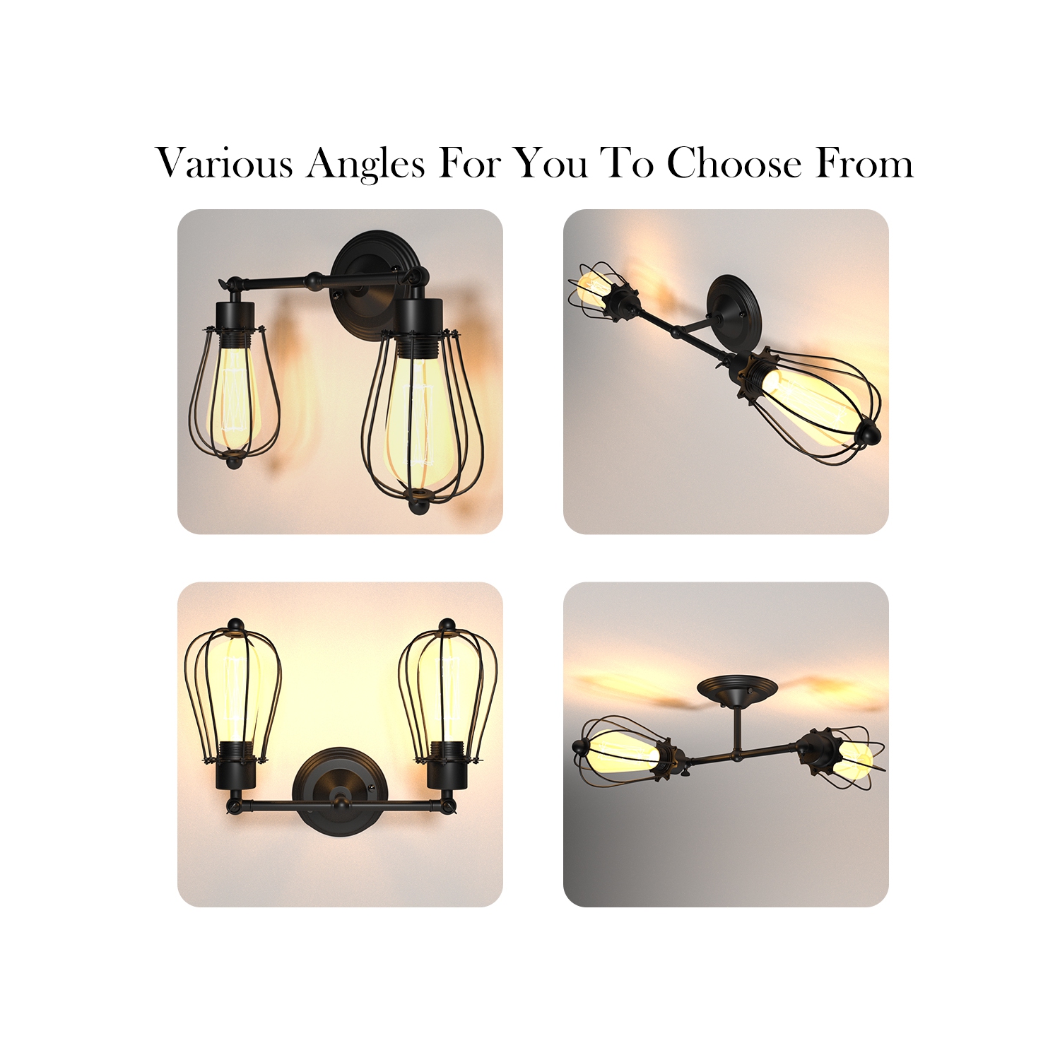 Applique murale rétro rétro rétro rétro de Costway, fil métallique, ampoule à 2 ampoules